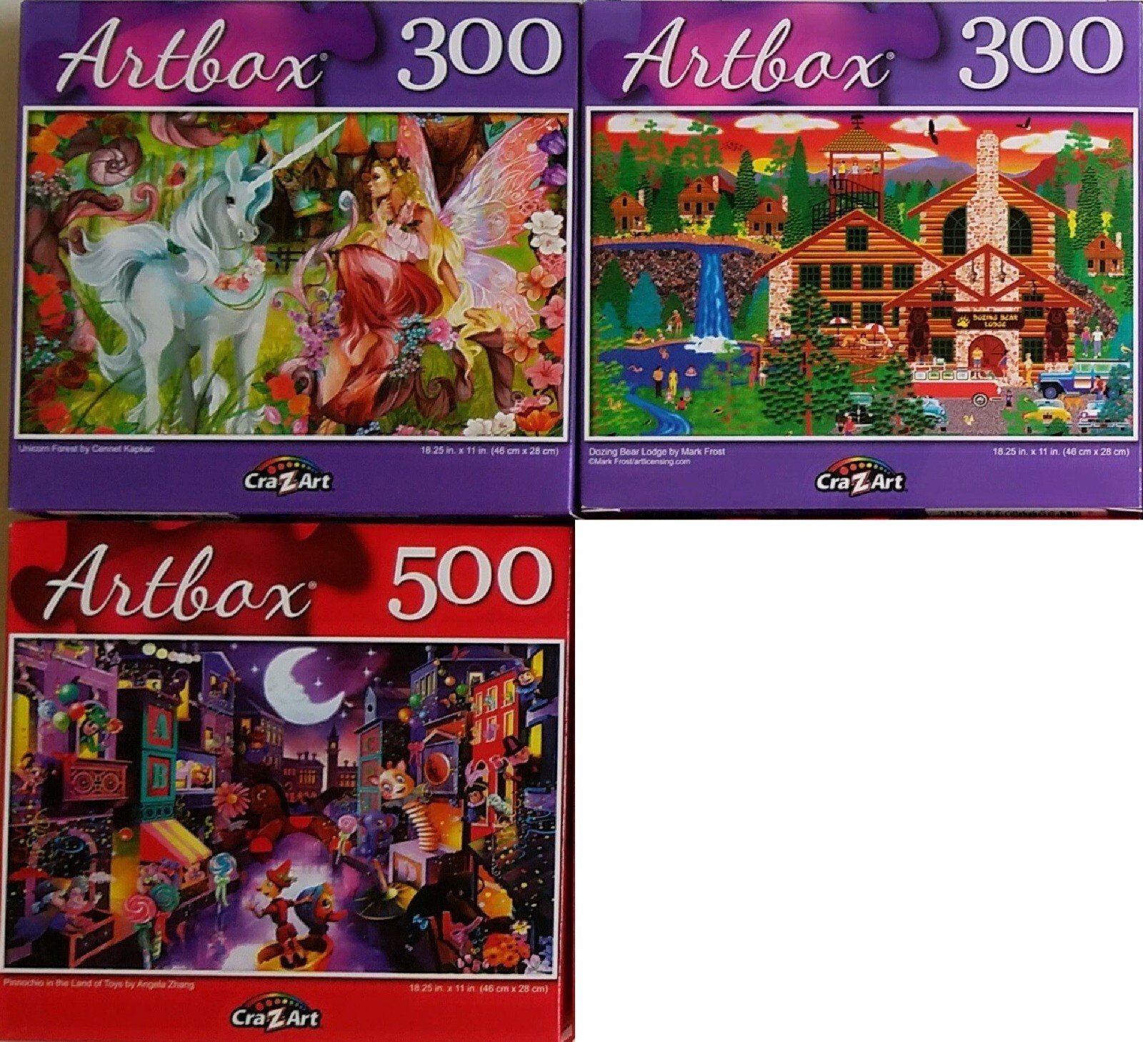 300/500 Pc Jigsaw Puzzles 11”x18.25” 1/Pk s20d, Select: Lodge Pinocchio Unicorns