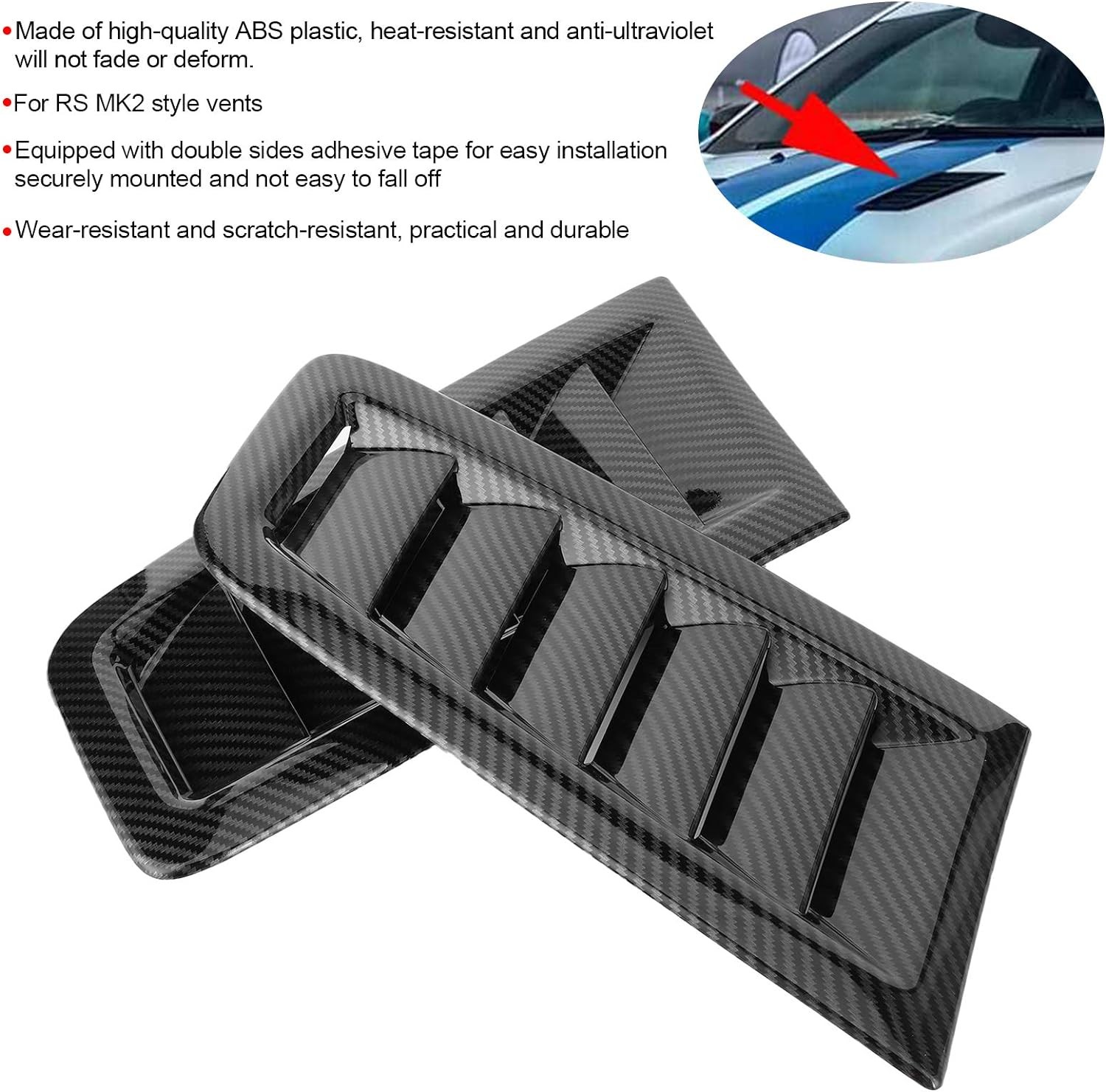 Car Hood Vent Scoop Kit Air Intake Louvers Hoods Vents Bonnet Cover for Focus RS