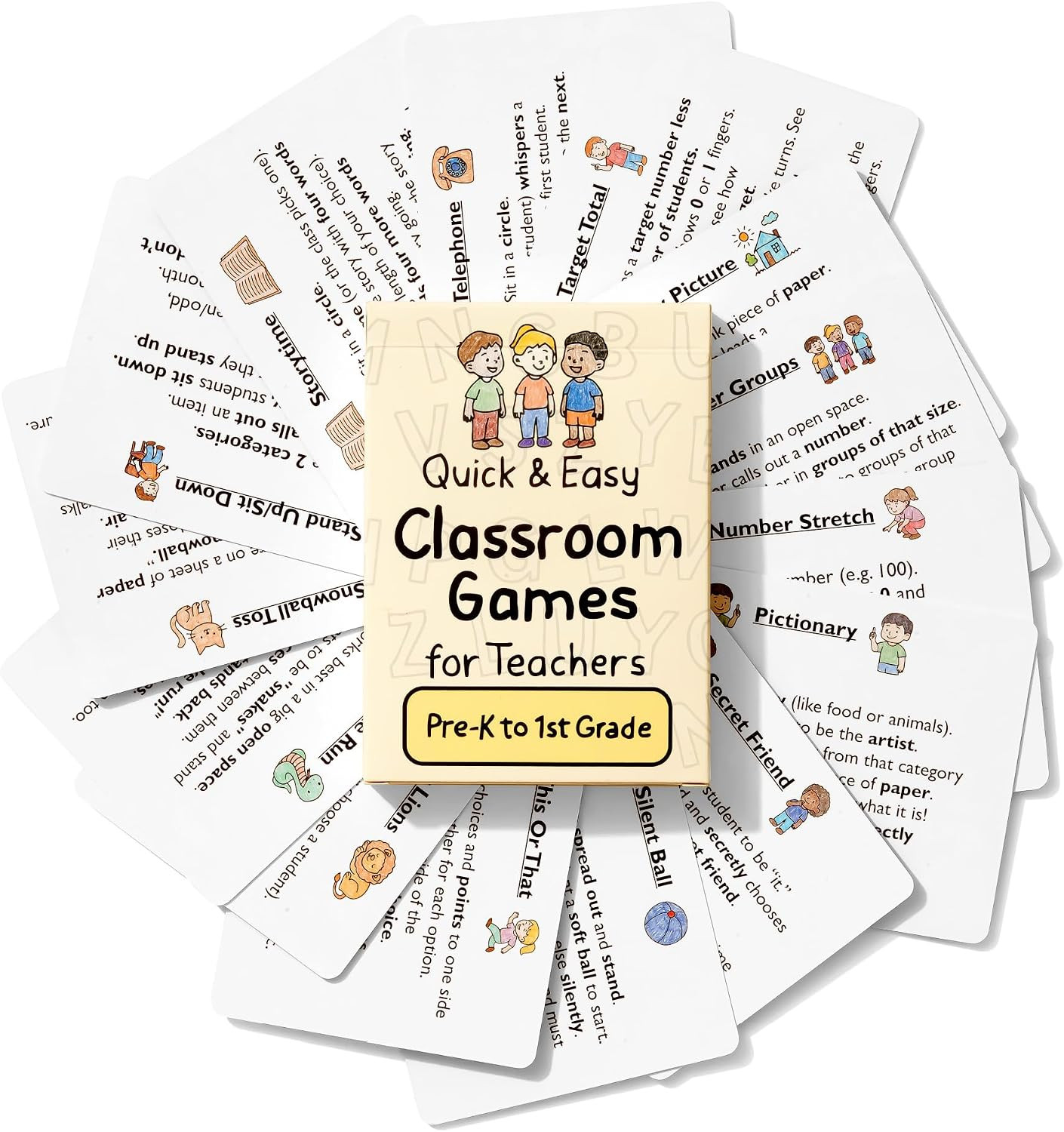 35 Classic Group Classroom Game Cards with Inspirational Teacher Affirmations on