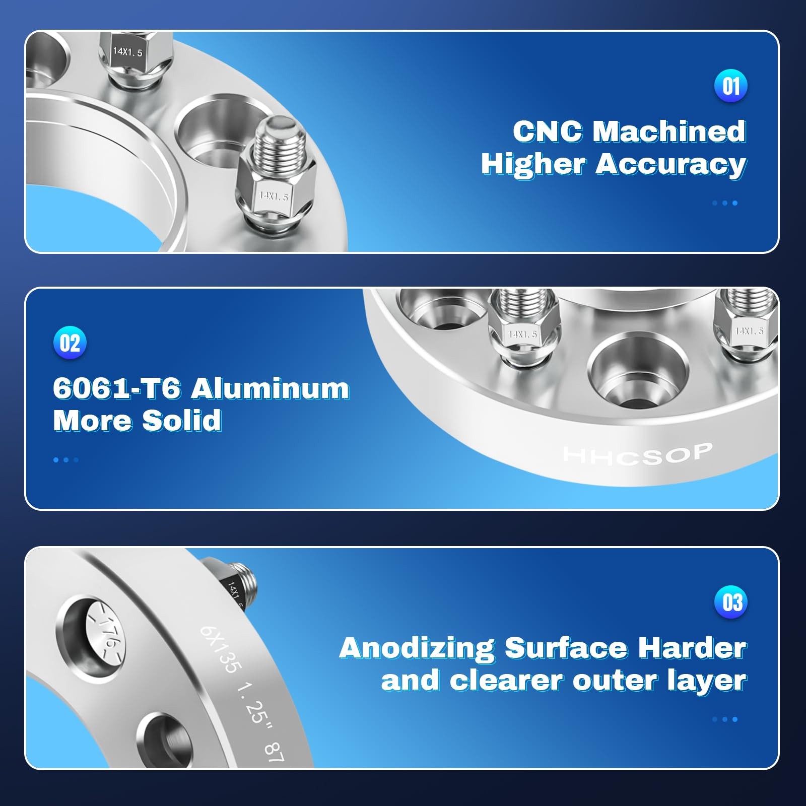 HHCSOP 6×135 Wheel Spacers for 2015-2023 Ford F150 1.25 inch inch, white