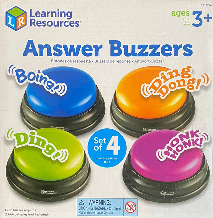 Learning Resources Answer Buzzers – Set of 4, Ages 3+ Assorted Colored Buzzers