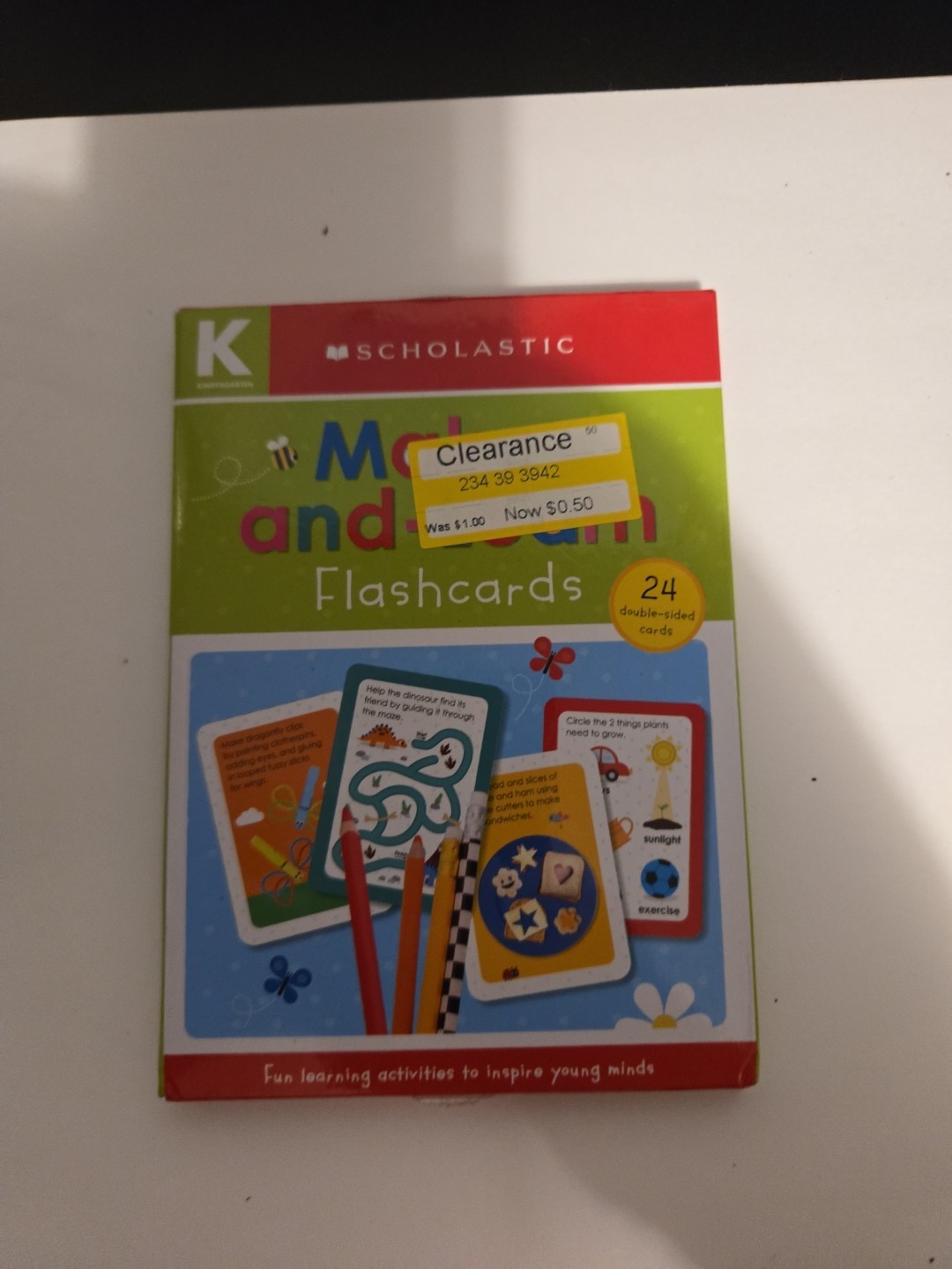 Scholastic Make-and-Learn Flashcards – Kindergarten – 24 Double Sided Cards NEW