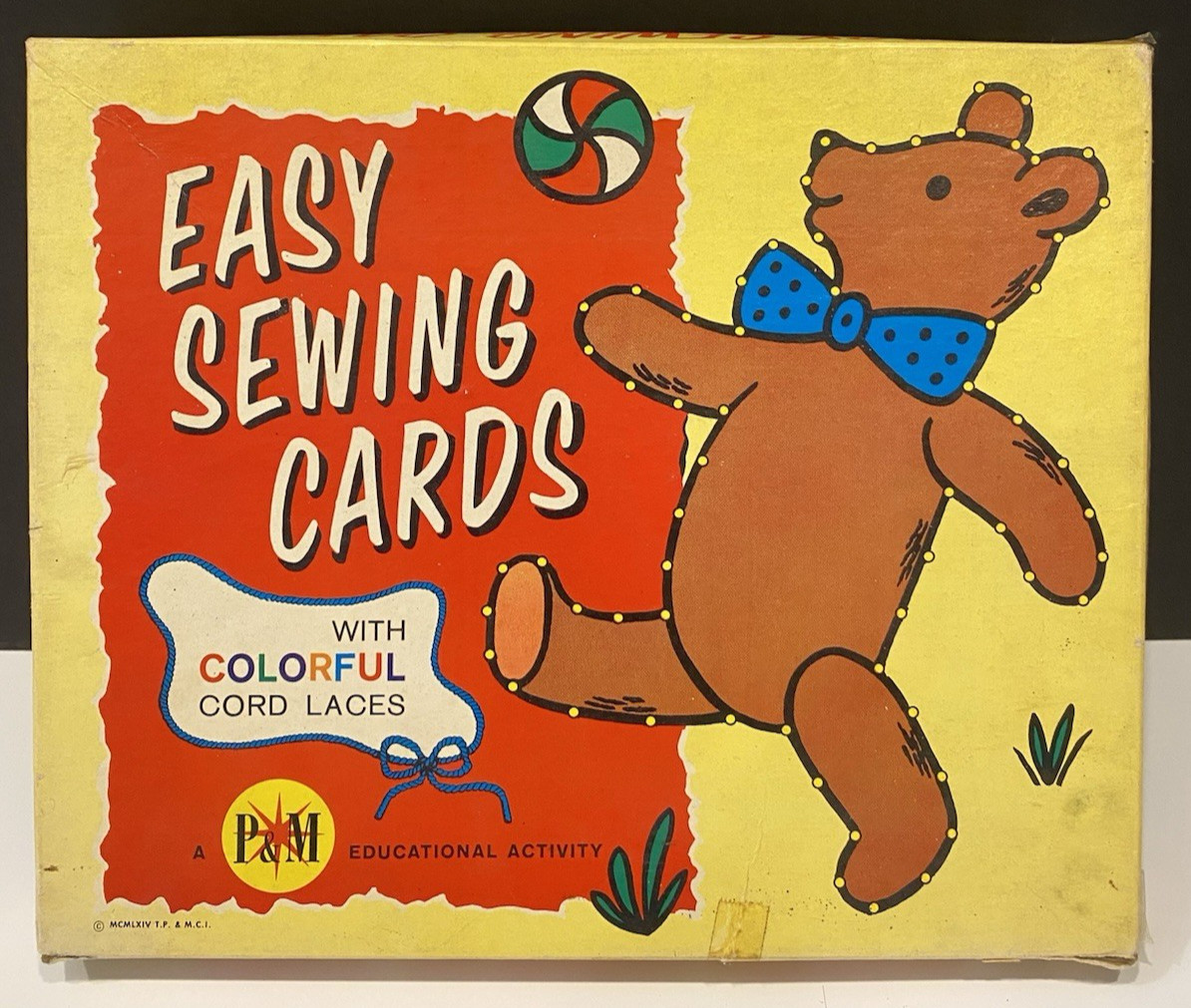 Vintage 1964 Platt & Munk Easy Sewing Cards Set – MCM Lacing Activity – W/ Box