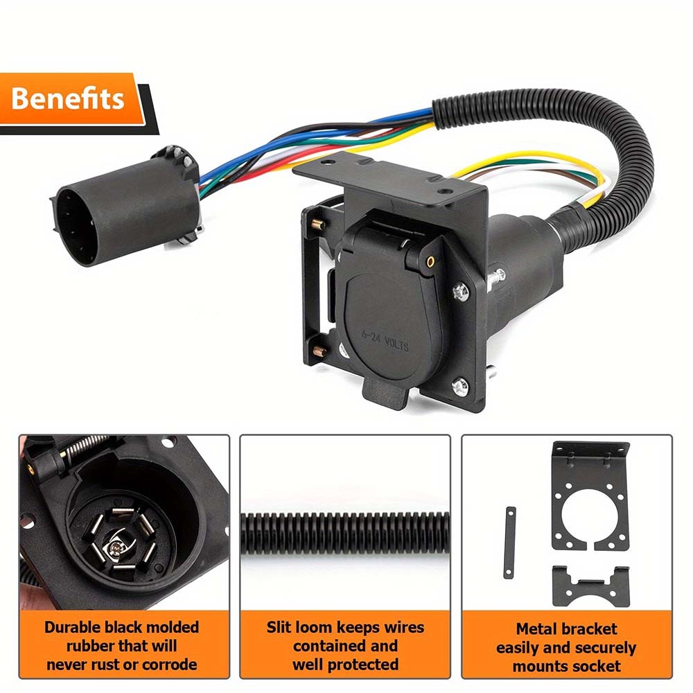 Durable Sturdy Conductive Easy-To-Use Stable 7-Pin to 4-Pin Trailer Plug Adapter