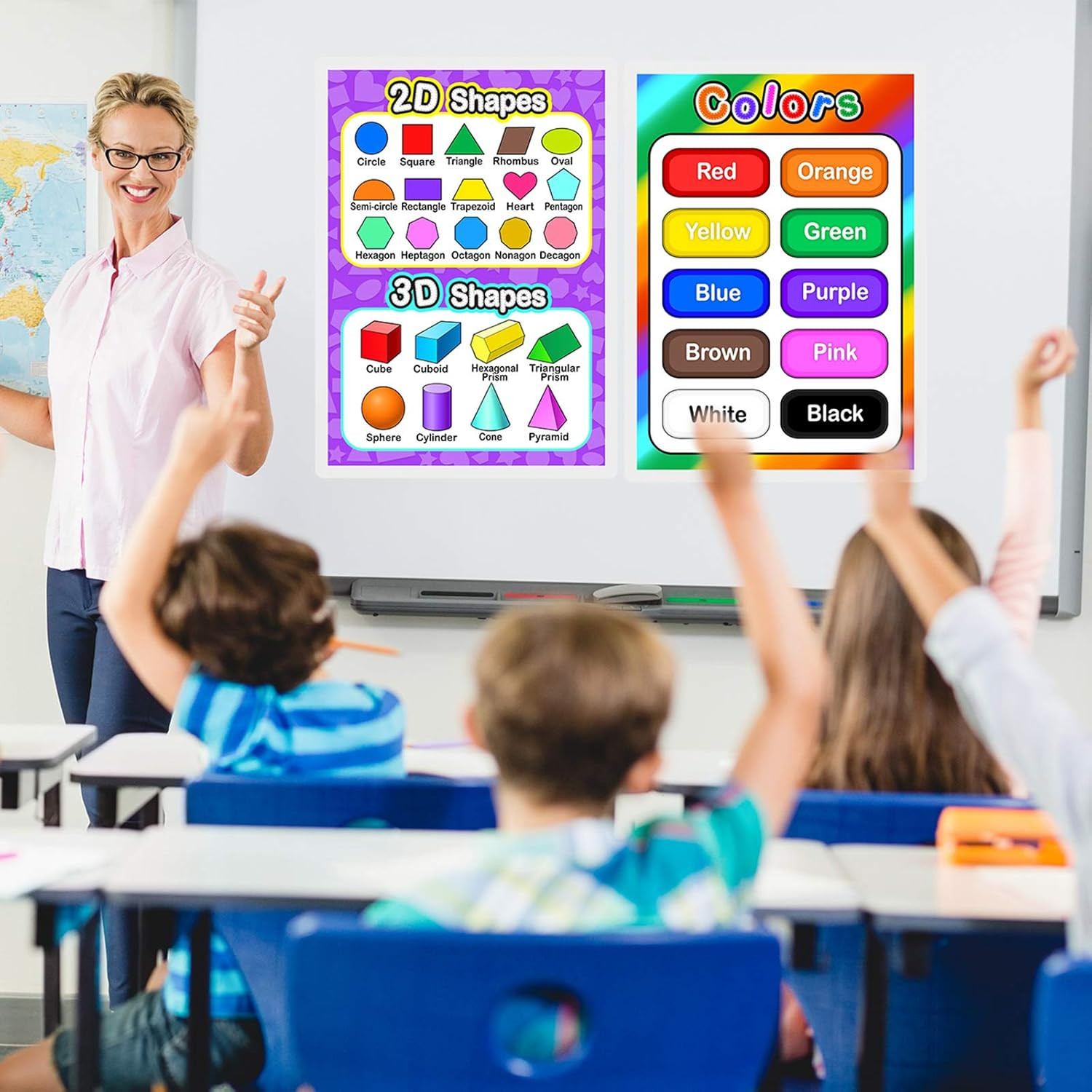 Educational 2 Pcs Learning Posters for Kids and Toddlers Solar System Poster, Hu
