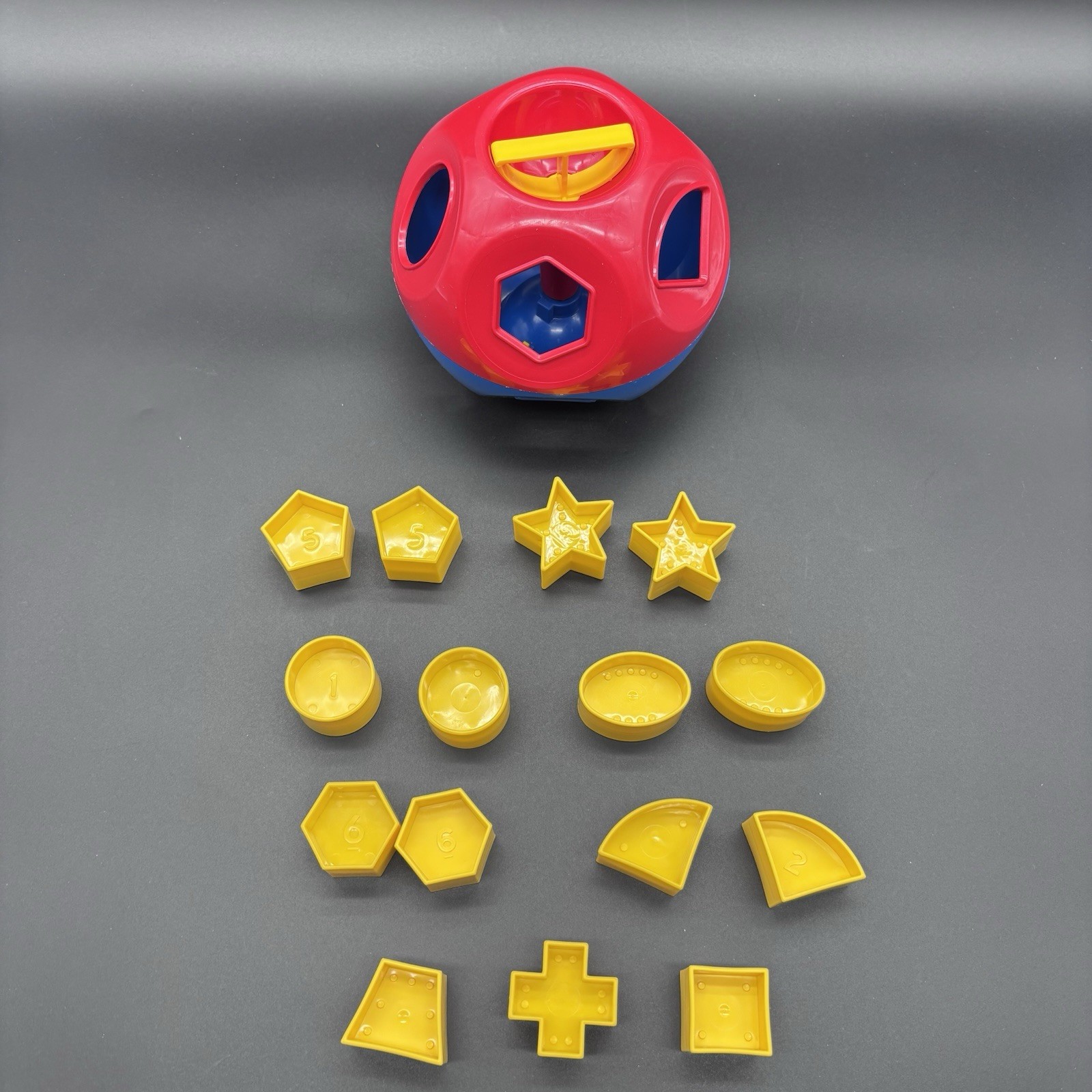Tupperware Shape O Ball Sorter Red Blue with 9 of 10 Shapes