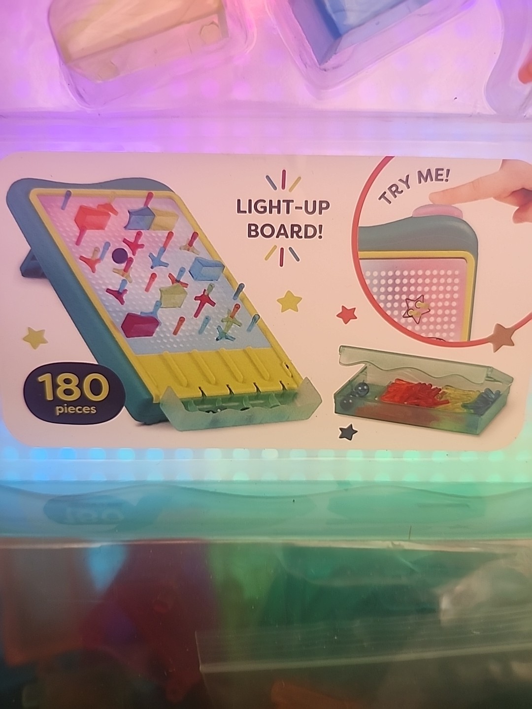 B. Toys Light-Up Marble Drop Illuminated Pegboard Color Changing 180 Pieces
