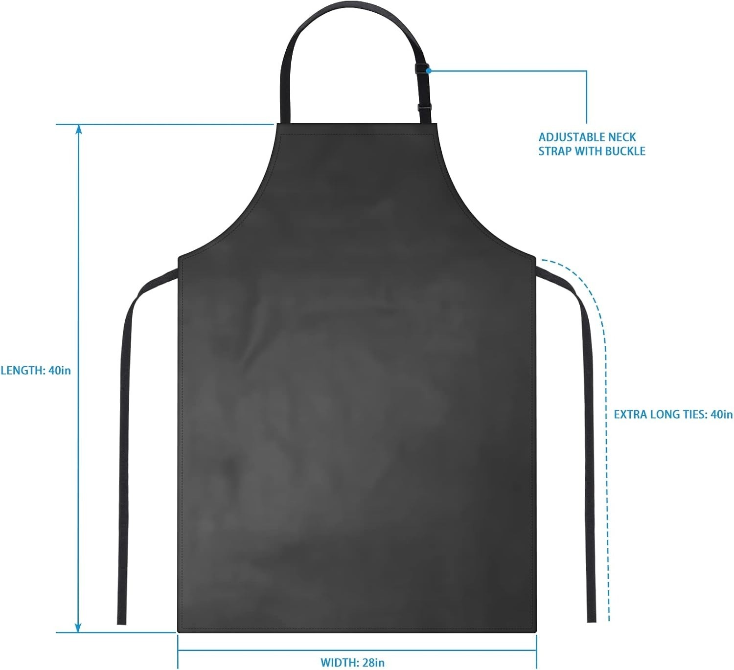 2 Pack Waterproof Rubber Vinyl Apron 40 Inch Chef Aprons for Men Heavy Duty