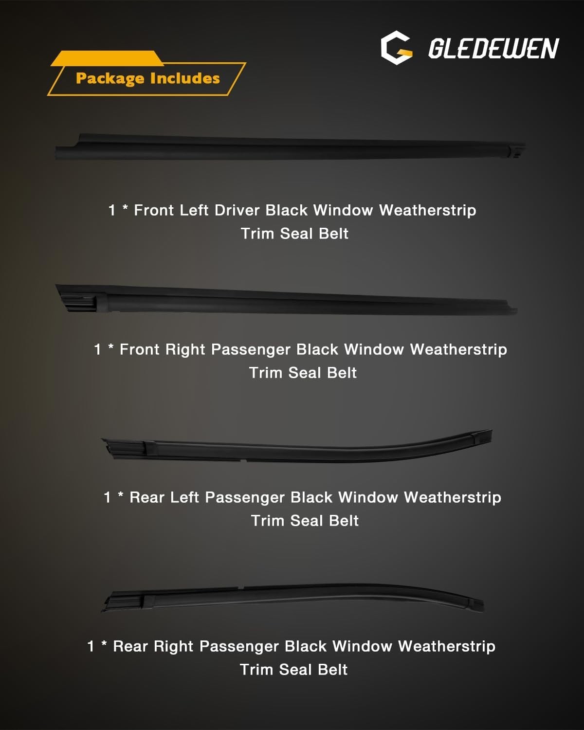 Window Trim Seal, Weather Strip Belt Set, Compatible with 2005-2015 Toyota