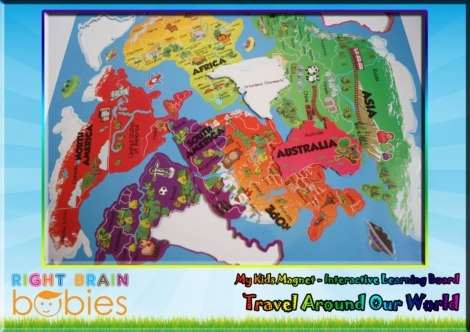 Travel Around Our World Map Magnetic Board Shichida Montessori Interactive skill