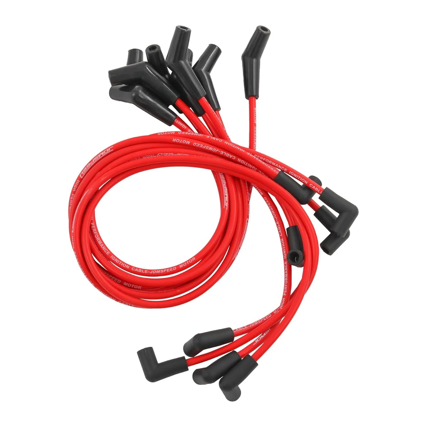 JDMSPEED New HEI Red Spiral Core Spark Plug Wires 45 Degree End 396-427-454-502