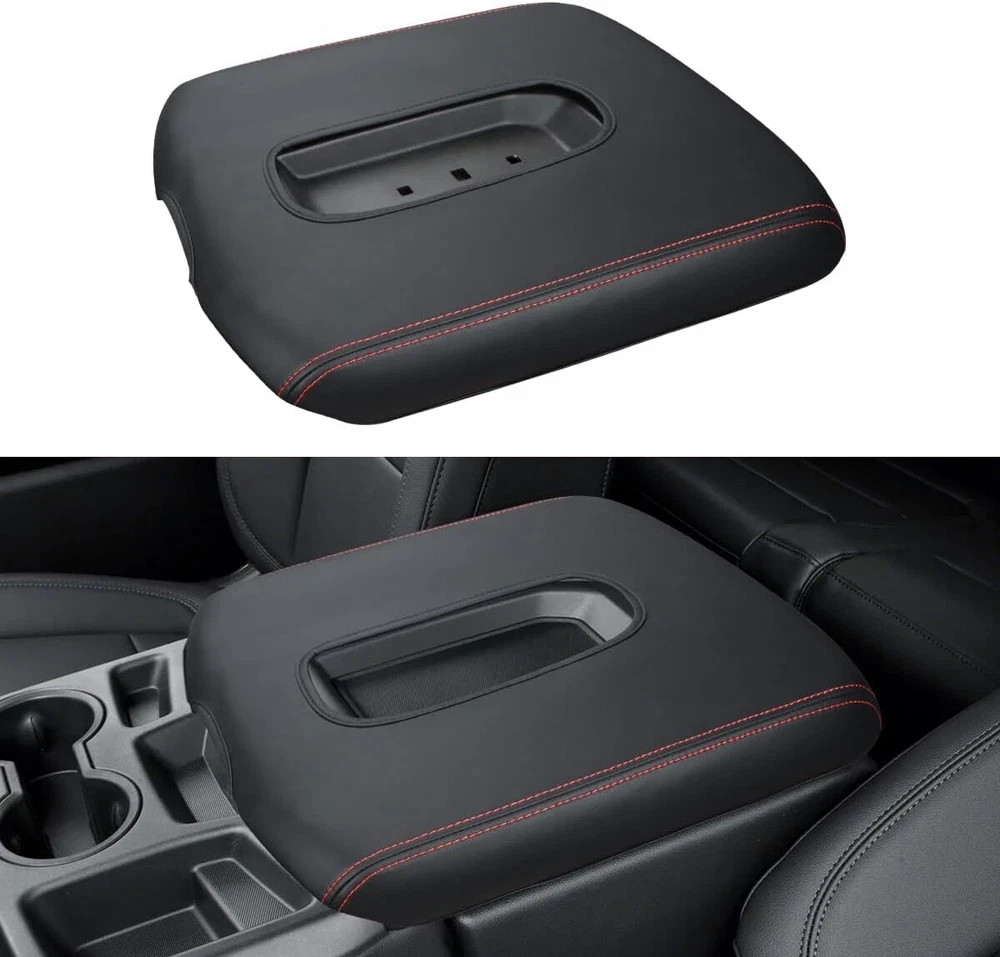 INTGET Leather Armrest Cover for 2019-2024 Chevy Silverado & GMC Sierra, Center