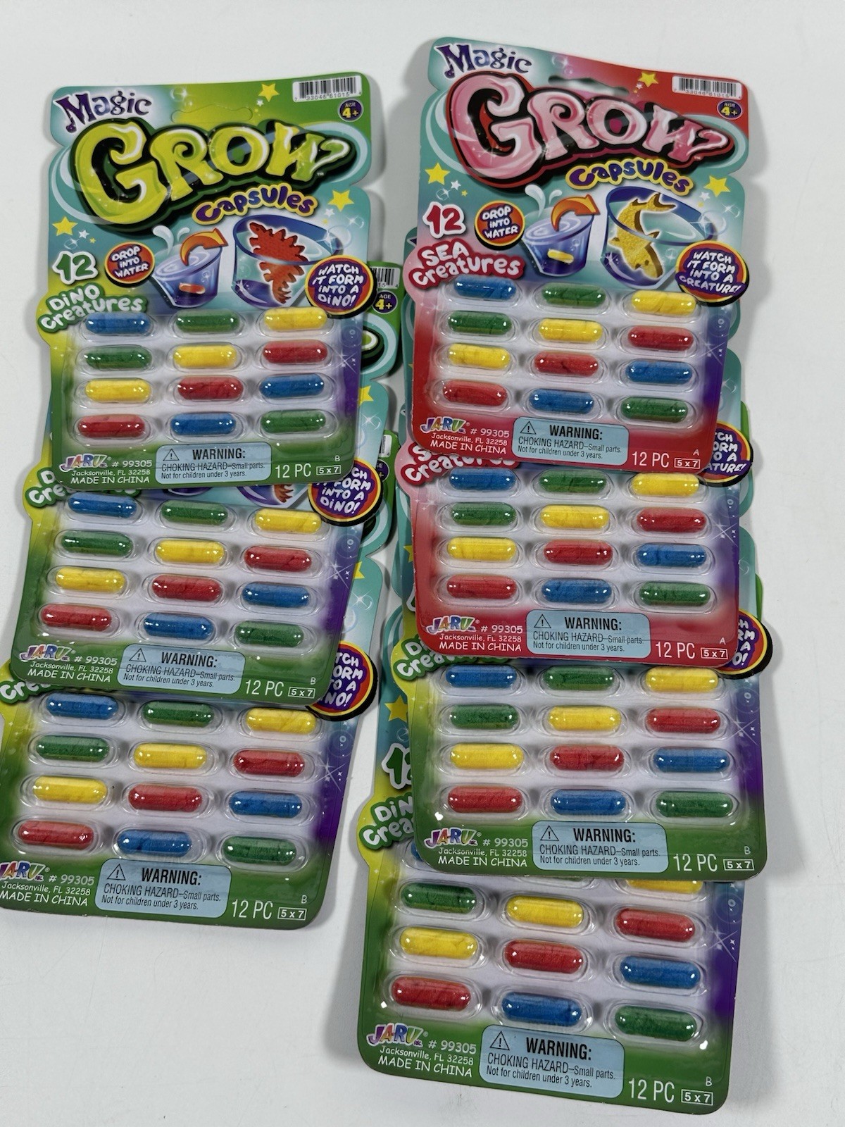 Lot 7 Magic Grow Capsules Dino Sea Creatures 12 Pack Water Toys