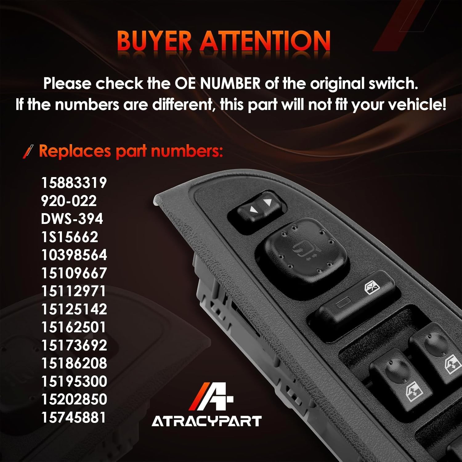 15883319 Master Power Window Switch & Panel Assembly with Mirror Folding
