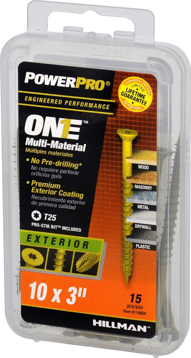 Power Pro Premium One Multi-Material Flat Head Screws, Epoxy Coated Steel,