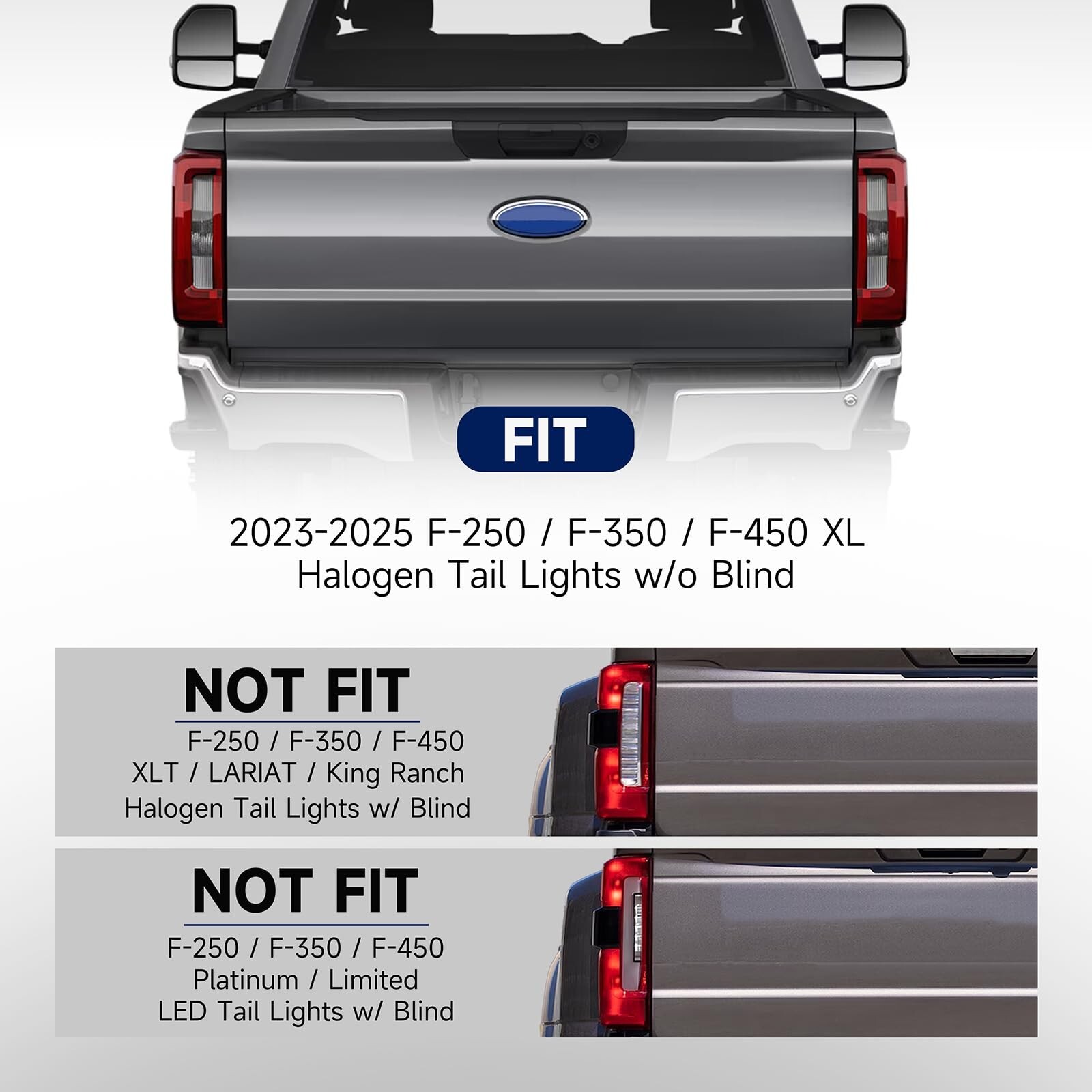 Halogen Type Tail Light Compatible with 2023 2024 2025 Ford F250 F350 Super D…