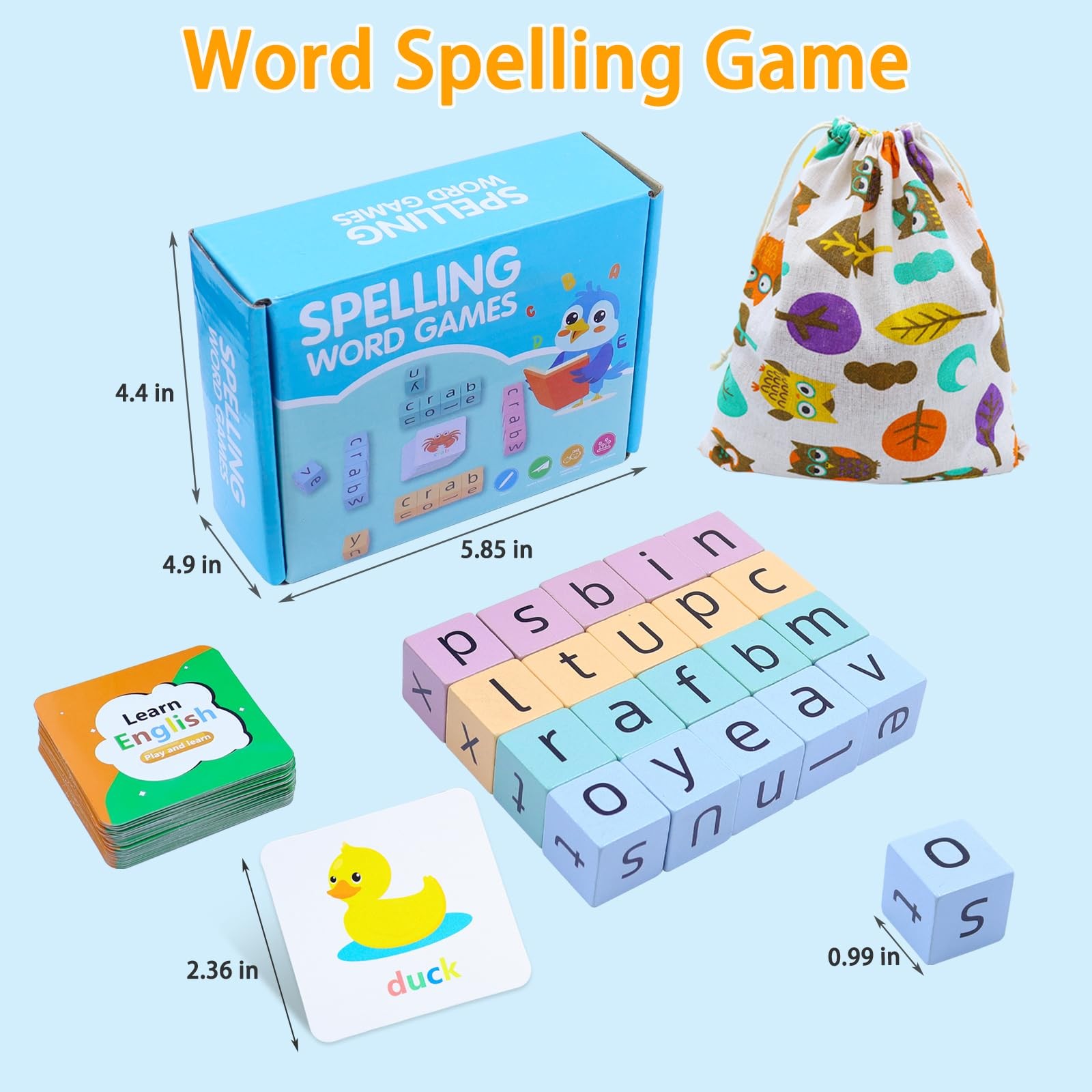 Humerry Word Spelling Game, Matching Letter Game for Kids, 20 Wooden Alphabet…