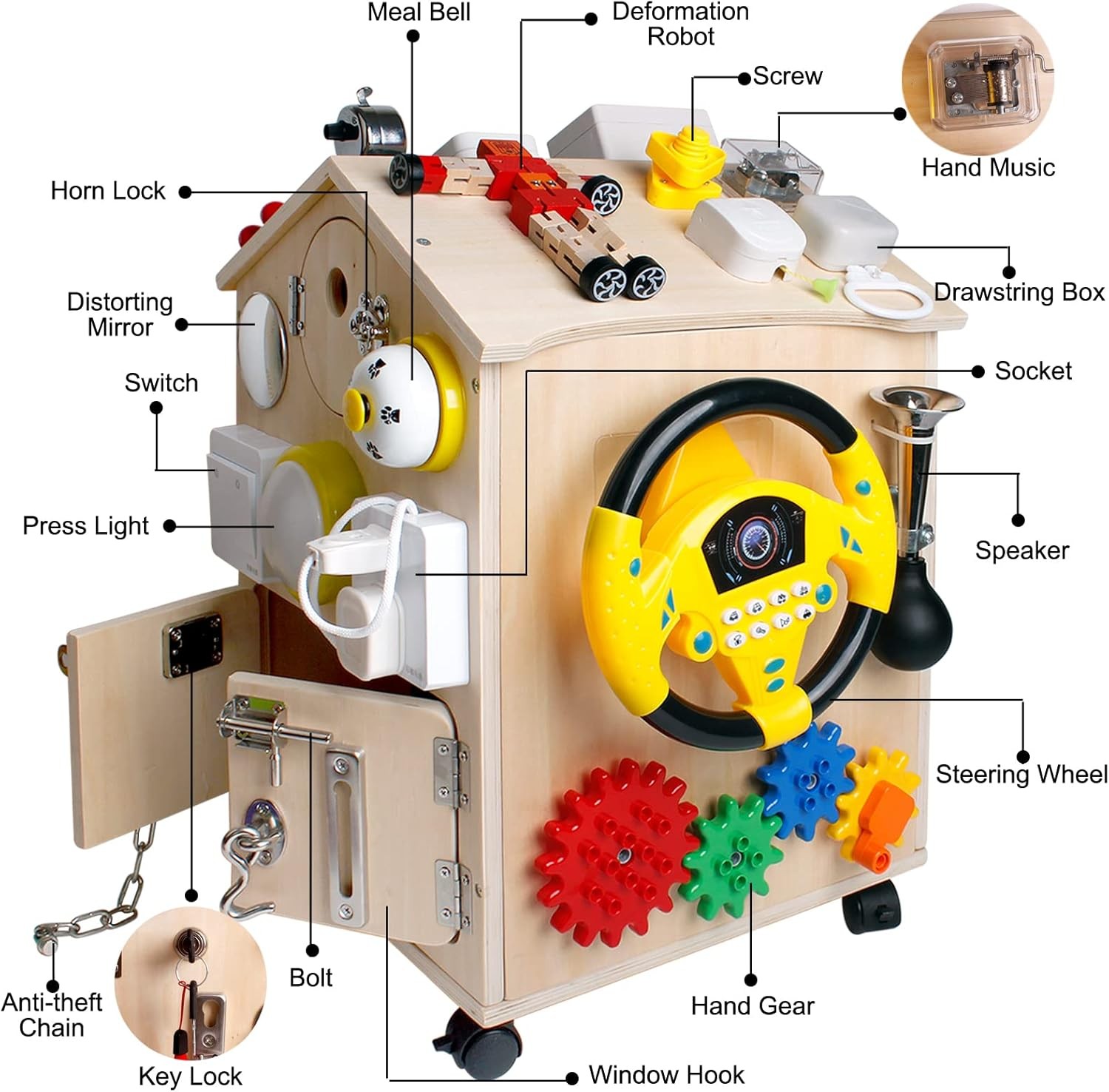 Montessori Wooden Busy House Sensory Board Gift for Children