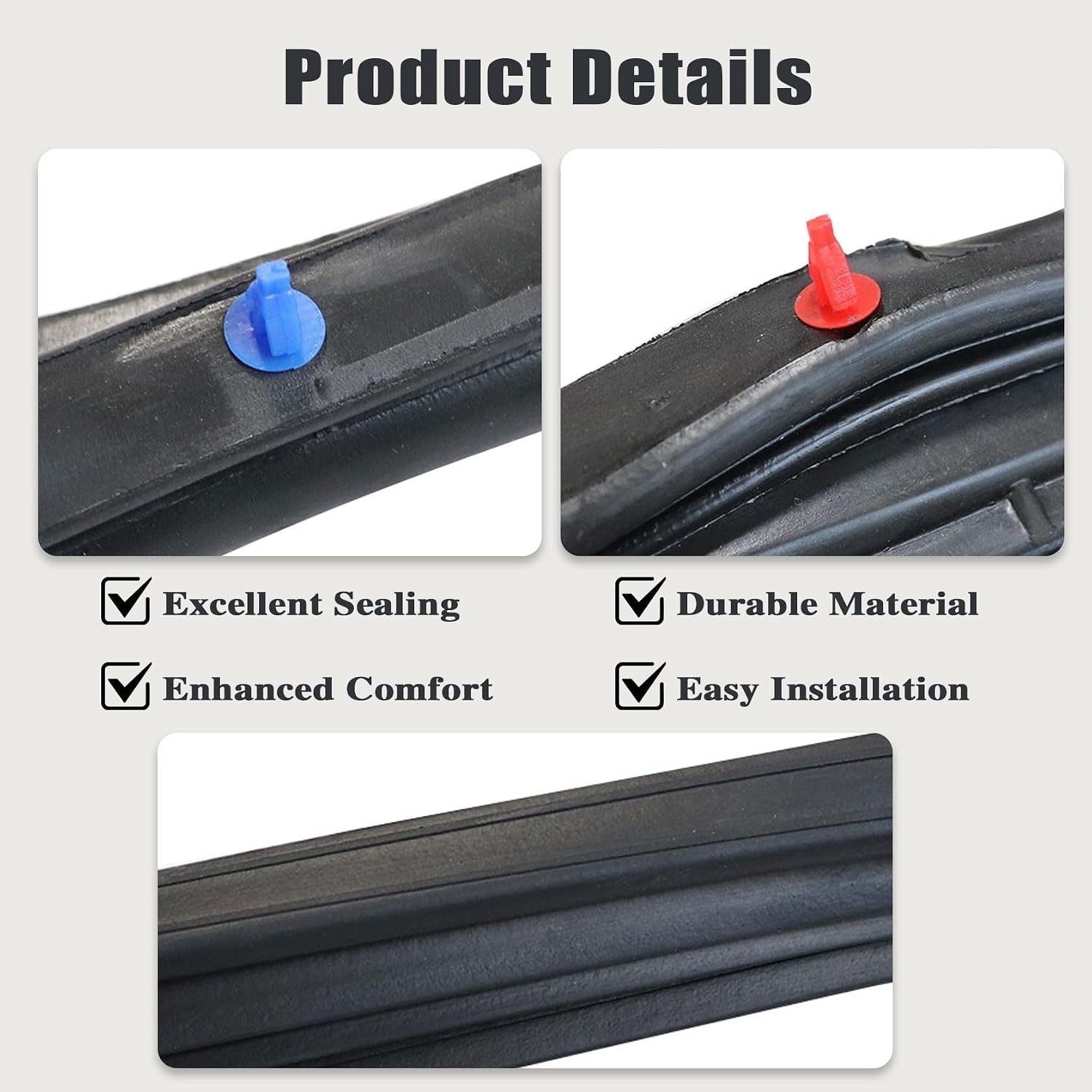 Front Door Seal Weatherstrip Fit Jeep Wrangler 2007-2018