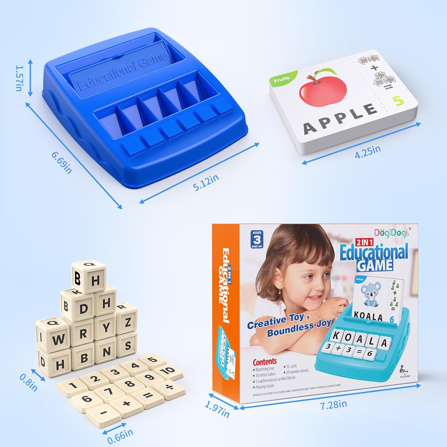 Educational Toys for Kids Ages 3-8, Matching Letter Spelling Math Counting Game,