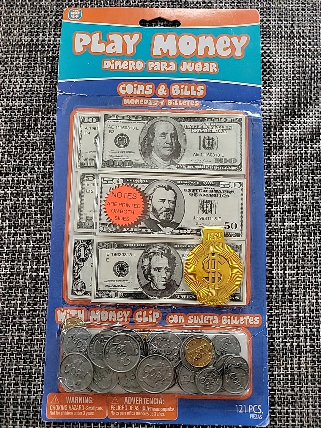 Ja-Ru Play Cash Toy Money – Coins and Bills – with Money Clip NEW!!