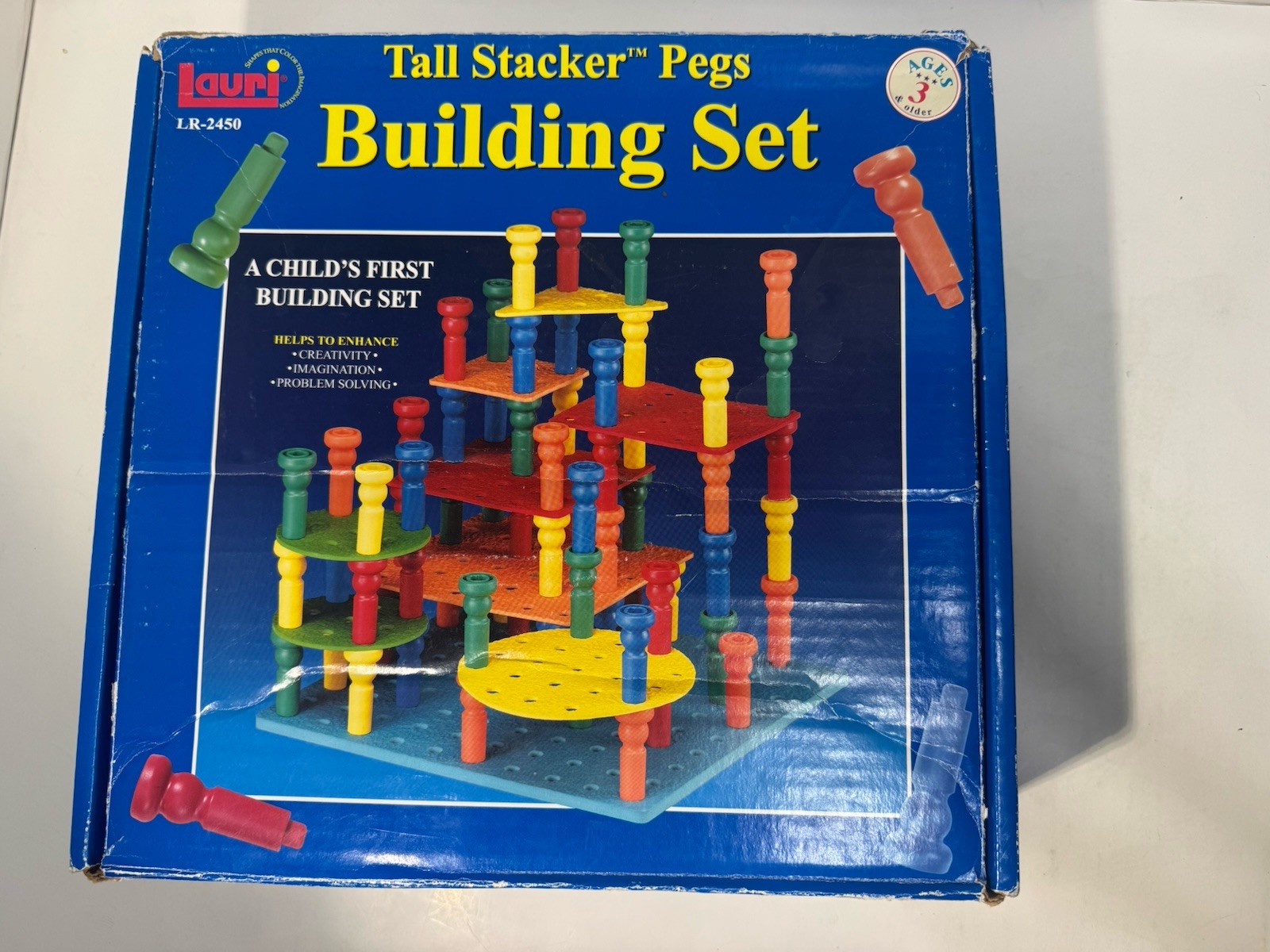 Lauri Tall Stacker Pegs Building Set 2006 Lauri Toys 98% Complete 98/100 Pegs