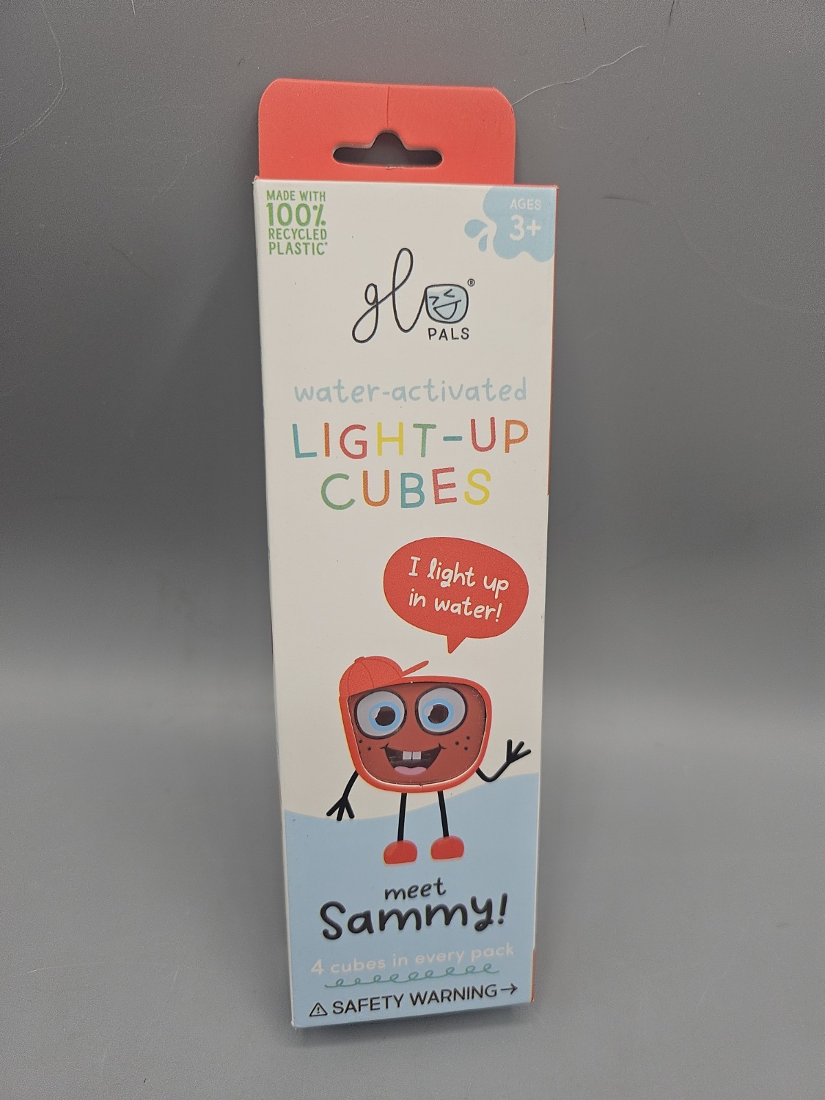 Glo pals Blair Water Activated Light Up Cubes Red Sammy Sensory Play 4 cubes