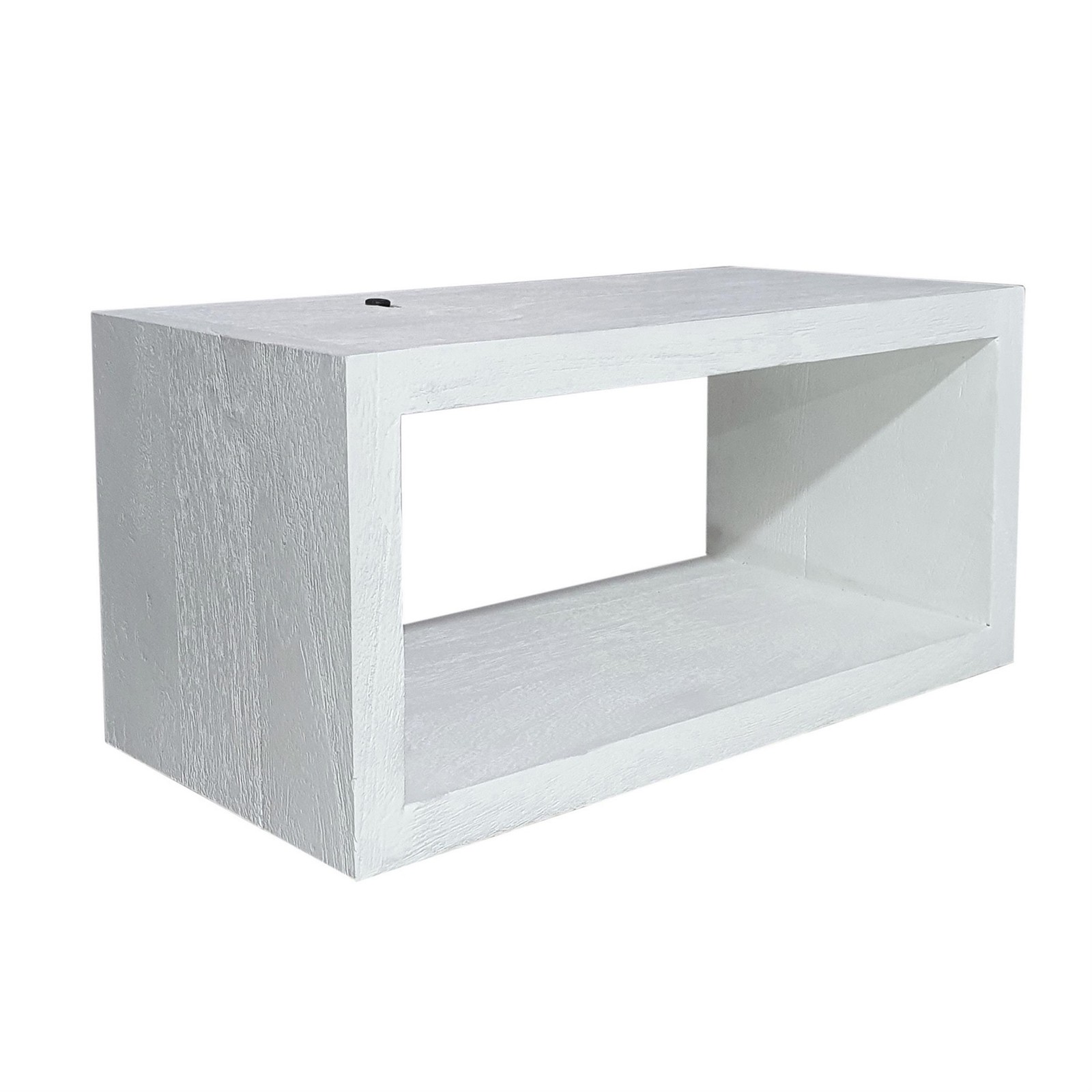 Benjara 18″ Rectangular Wall Shelf- Acacia Wood Frame- White Washed Finish