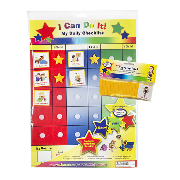 “I Can Do It!” Checklist, reward incentive behavior chart + FREE EXERCISE tasks!