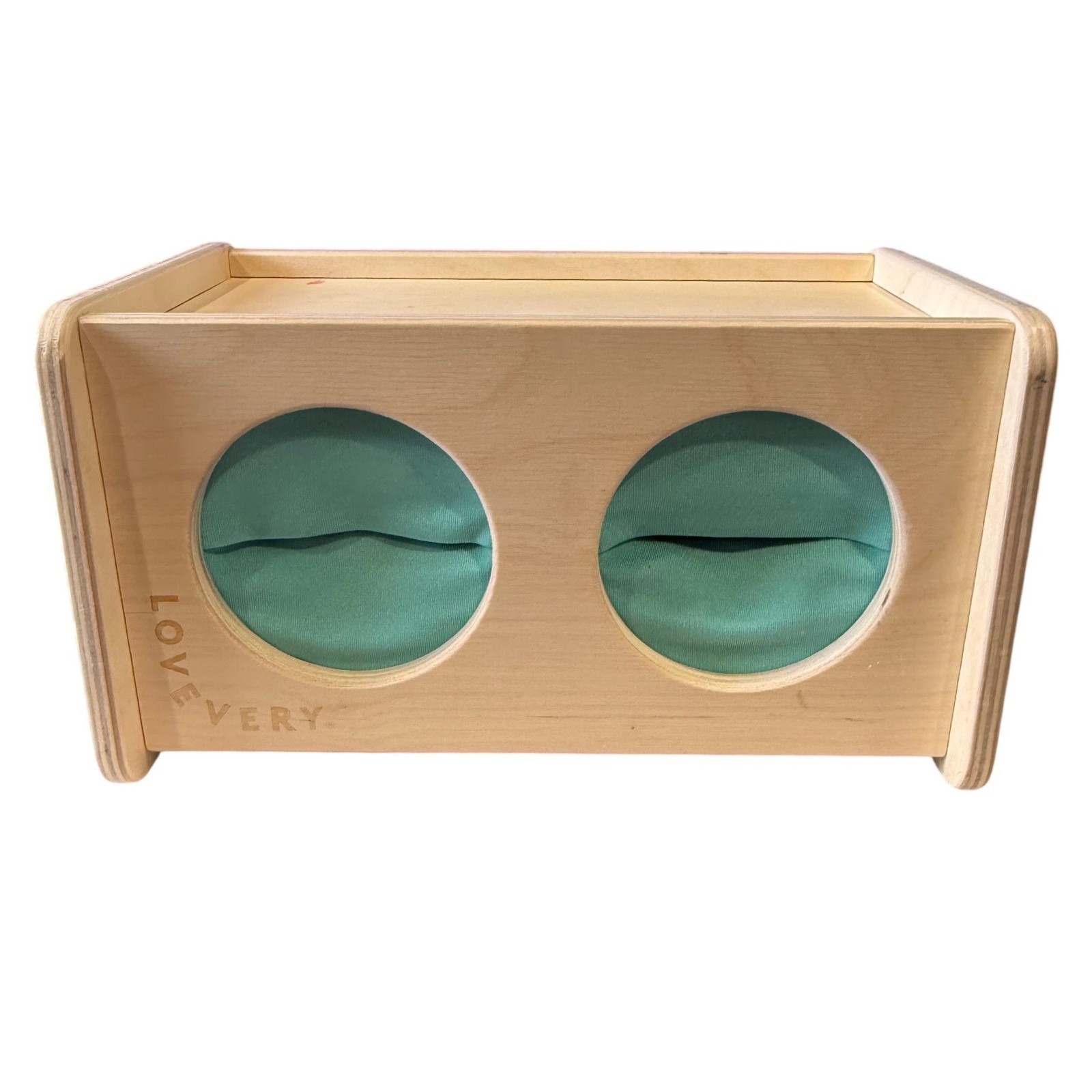 Lovevery Mystery Box Wooden Montessori Sensory Tactile Toy Teal STEM Box Only