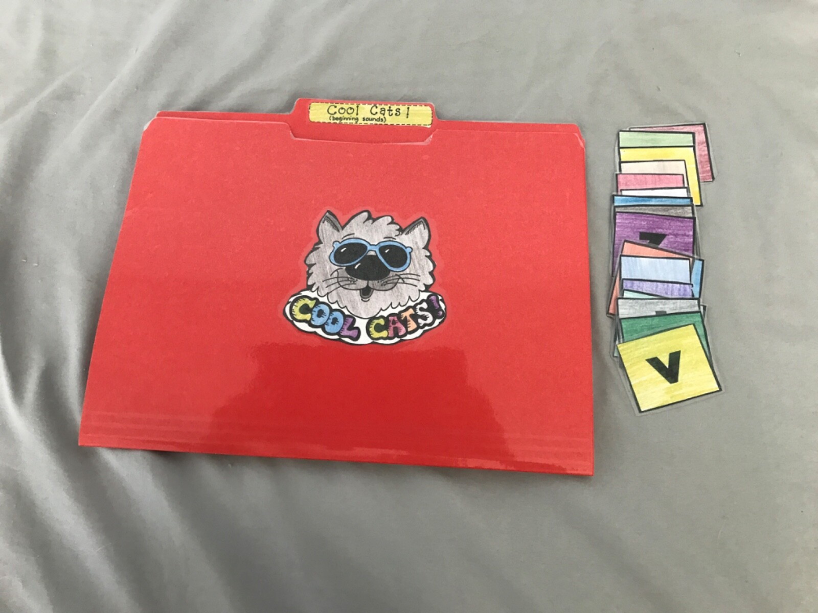 Cool Cats! Beginning Sounds Grade K language arts file folder game teacher