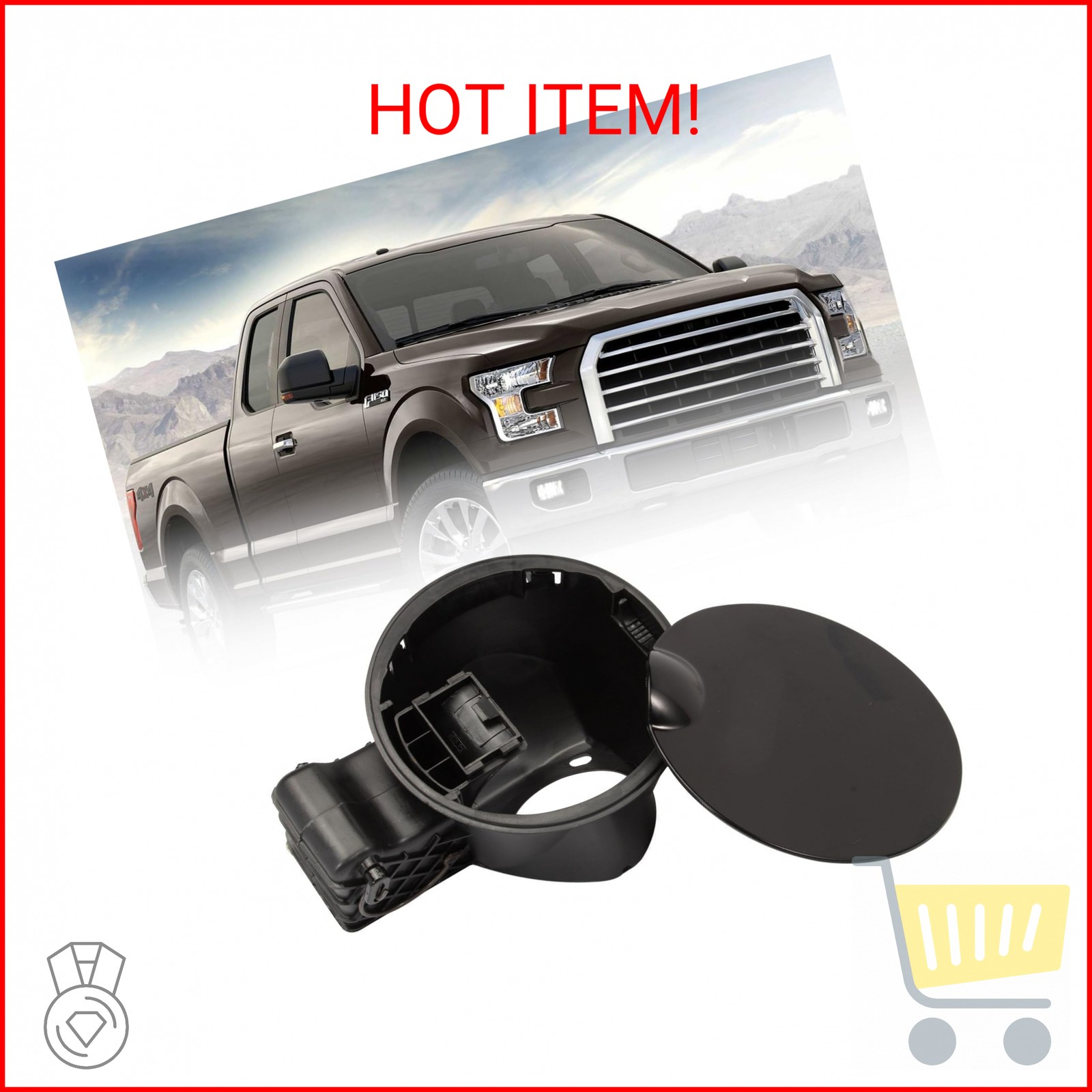 Fuel Filler Gas Cap Door Lid Housing & Door Cap kit Fits For 2004-2008 F150, 200