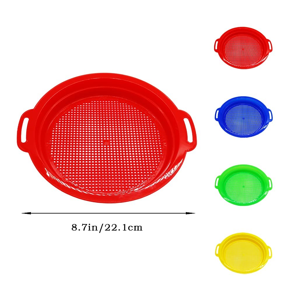 OJYUDD 4 Pack Sand Sifter Sieves for Adults, Plastic Small, Multi – Colored