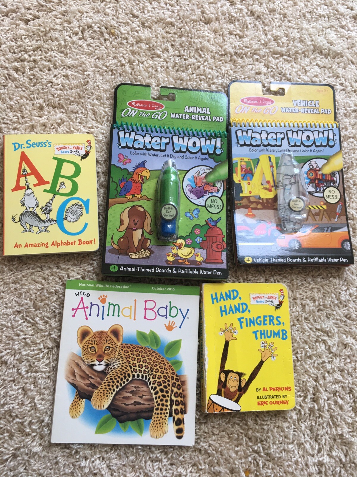 Lot 5 kids books and melissa & doug water resistant pad