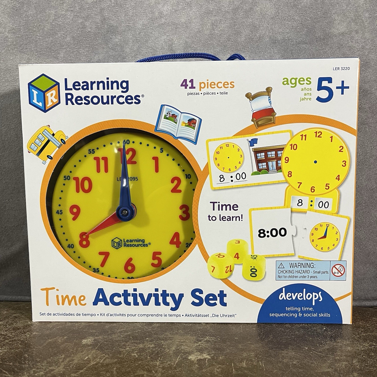 Learning Resources Time Activity Set 41 Pieces Ages 5+ Teaching Clock Montessori