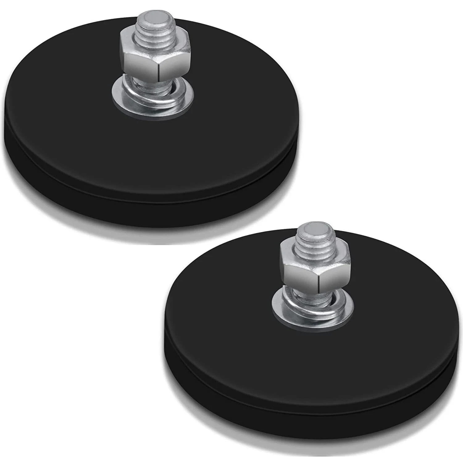 2Pcs Rubber Coated Magnets with M6 Threaded Studs and Nuts, Bolt on Magnets,