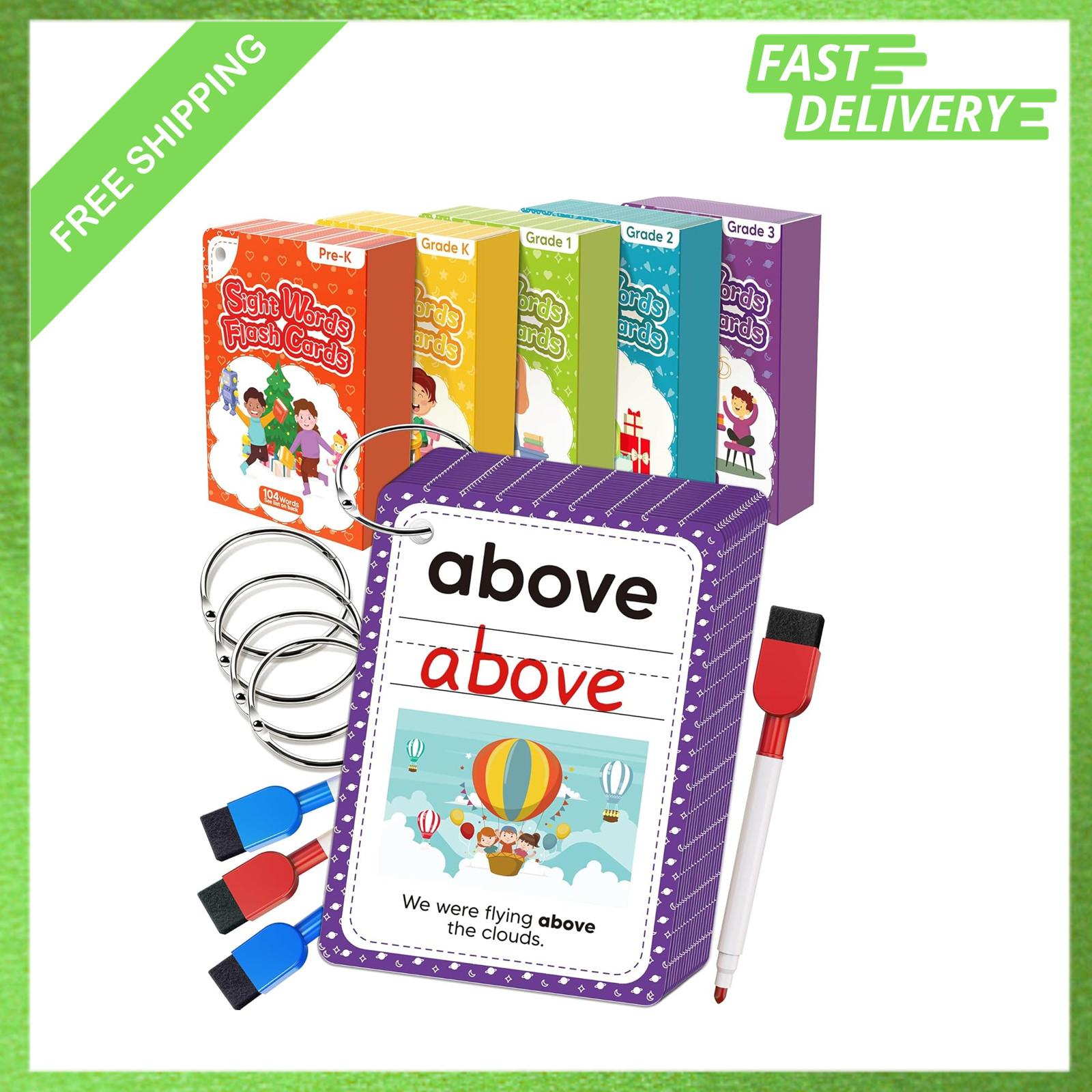 520 Sight Words Flash Cards Kindergarten Dolch Fry Sight Word Reading Writing