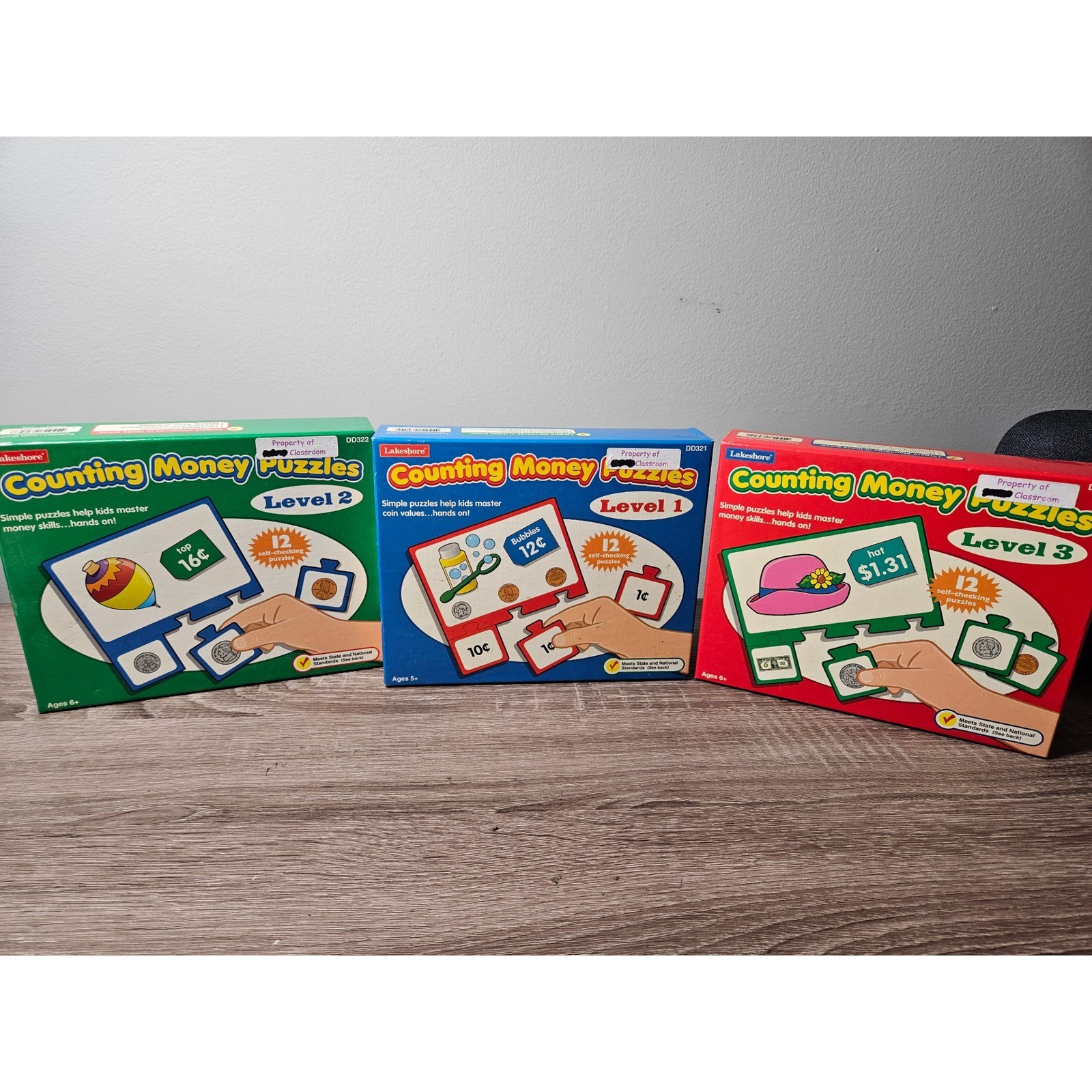 Lakeshore Counting Money Puzzles Levels 1 2 3 Set DD321 DD322 DD323 Educational