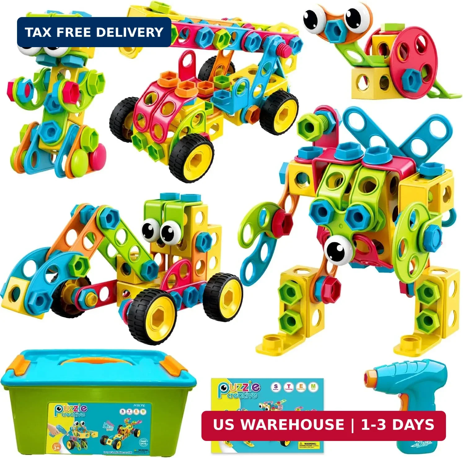 NXONE 195 PCS Educational STEM Toys for Boys and Girls Ages 3 4 5 6 7 8 9 10 Con