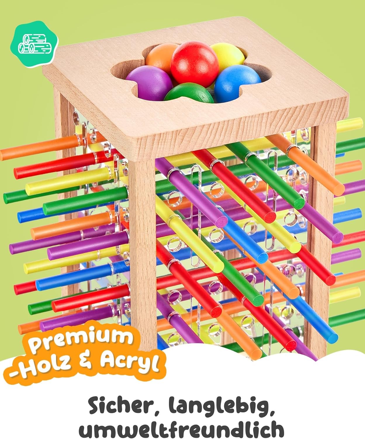 Montessori Wooden Board Game 42 Colorful Sticks