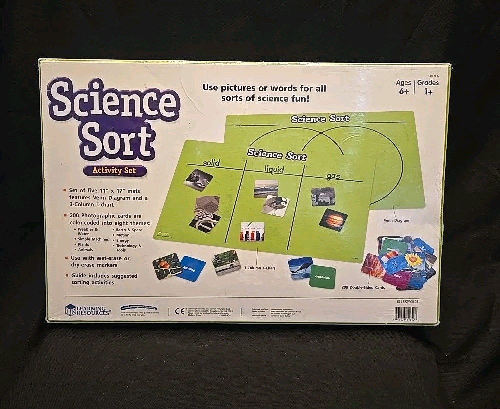 New Science Sort Activity Set 200 Double-sided Photo Cards, 5 Mats(wipe~off)