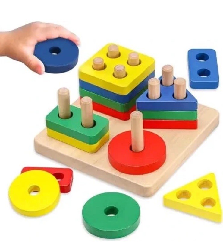 Elbebe Silicone Stackable Shapes BPA Free 1 Year-4 Years Montessori Toy New