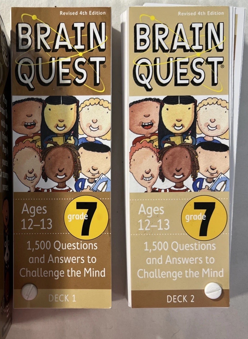 Lot Of 2 Brain Quest Grade 7 Flash Cards Ages 12-13 Decks 1,500 Trivia