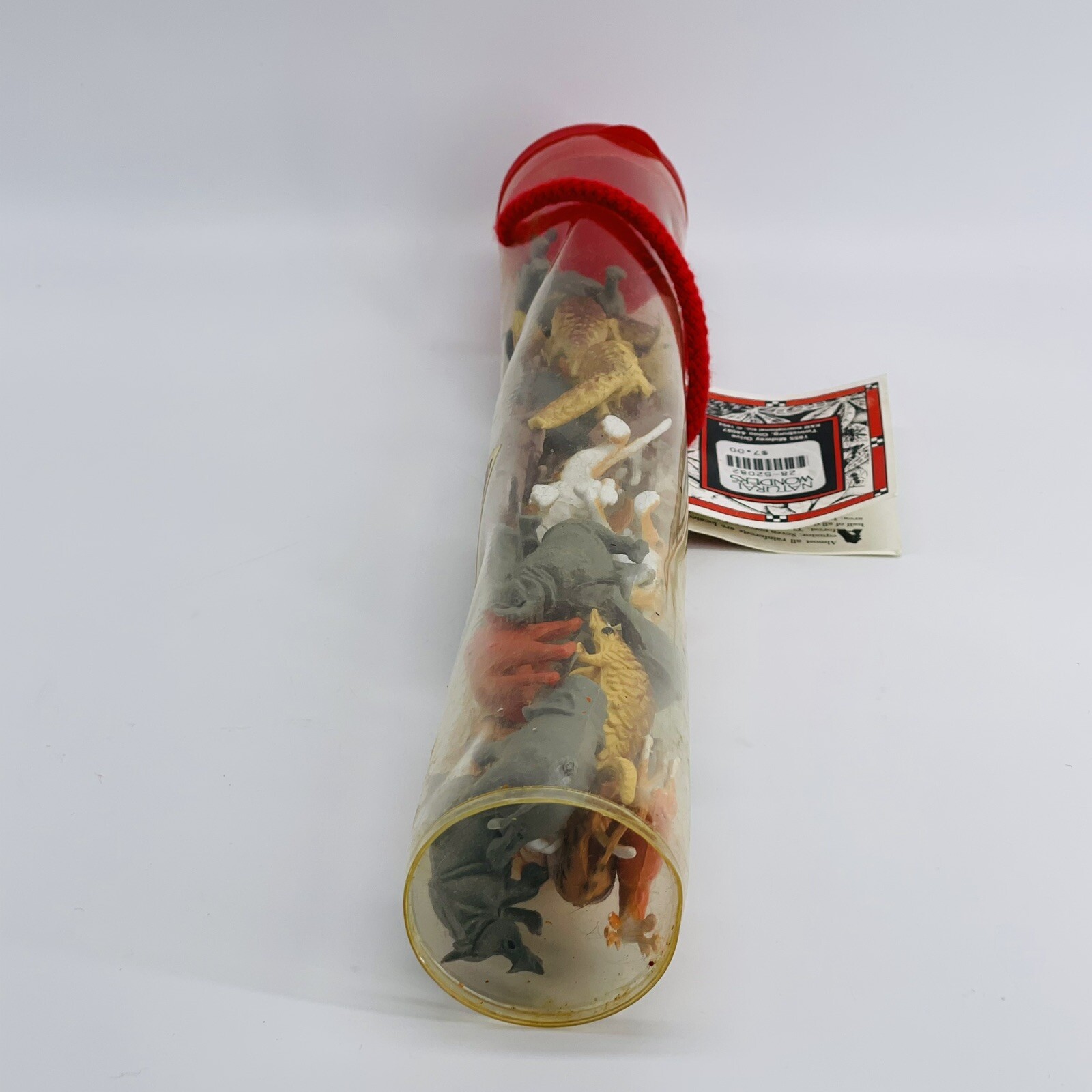 VTG 1994 NATURAL WONDERS RAINFOREST COLLECTION TUBE OF ANIMALS JUNGLE LEARNING