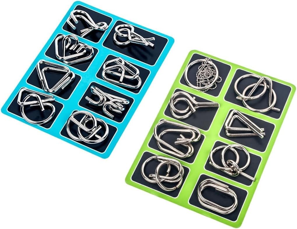 Metal Brain Teaser Puzzles, with Pouch, Steel IQ Games Physics Mind Me US