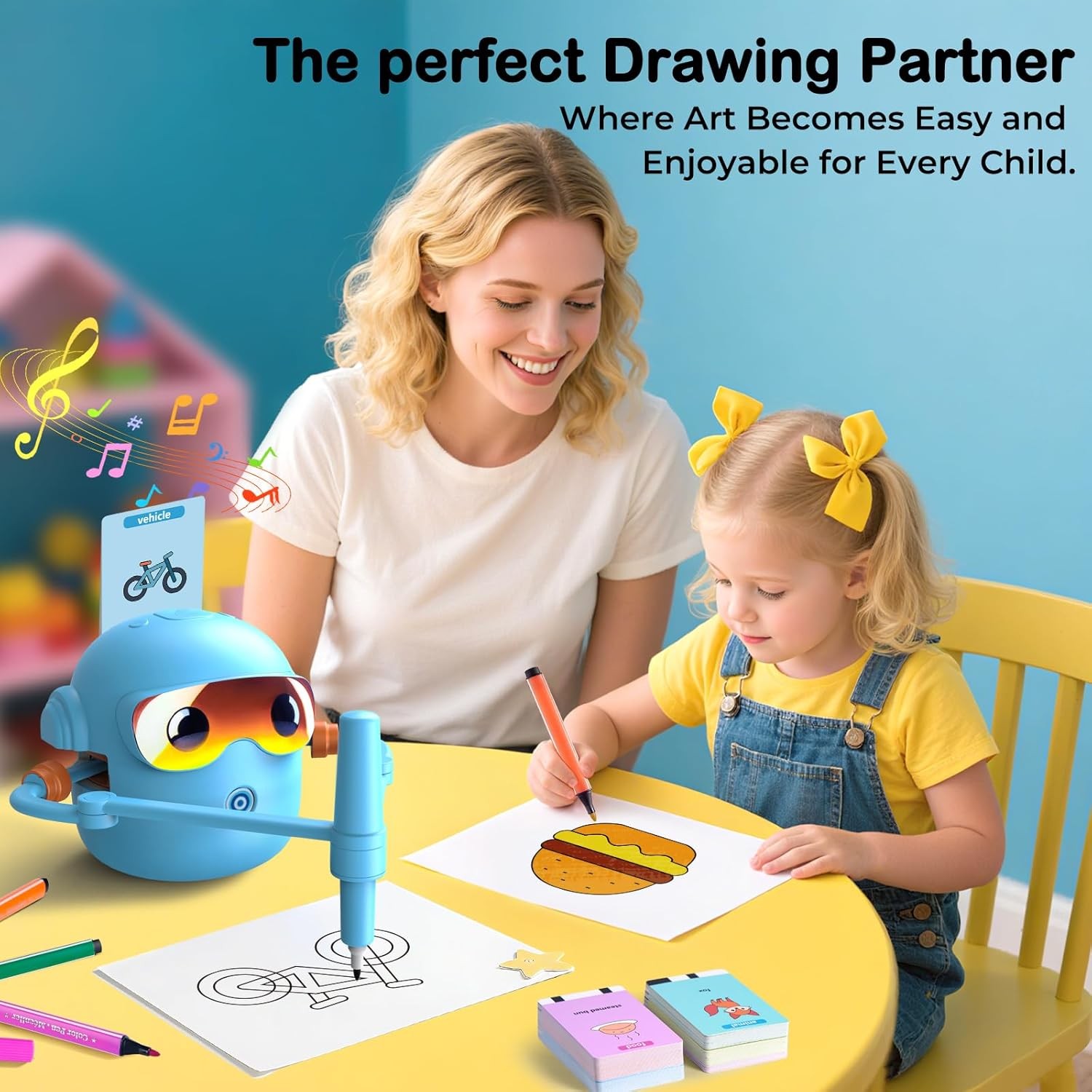 Interactive drawing robot kids learning toy