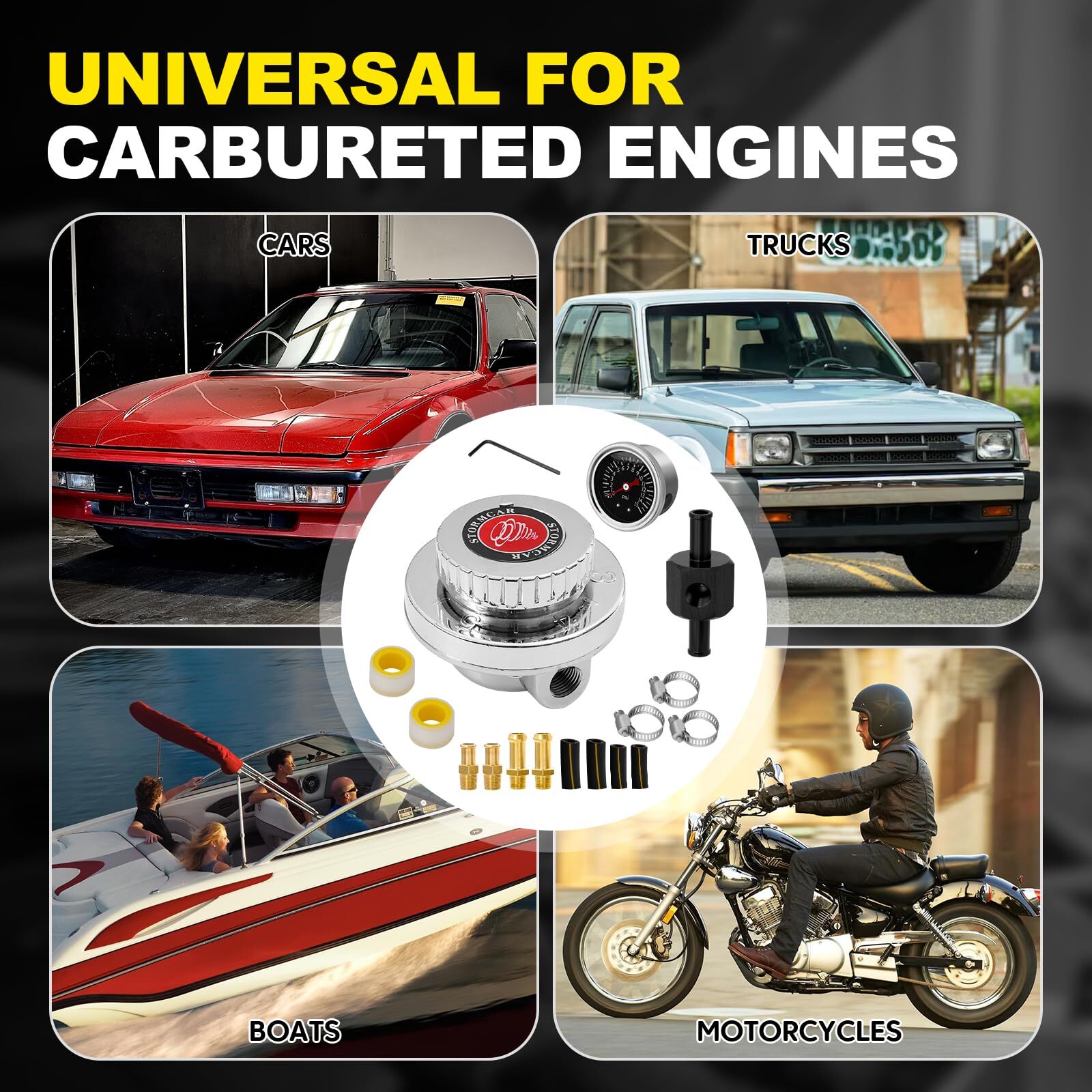 Manual Adjustable 1-5 PSI Fuel Pressure Regulator Carburetor Carb Fuel Pump Kit