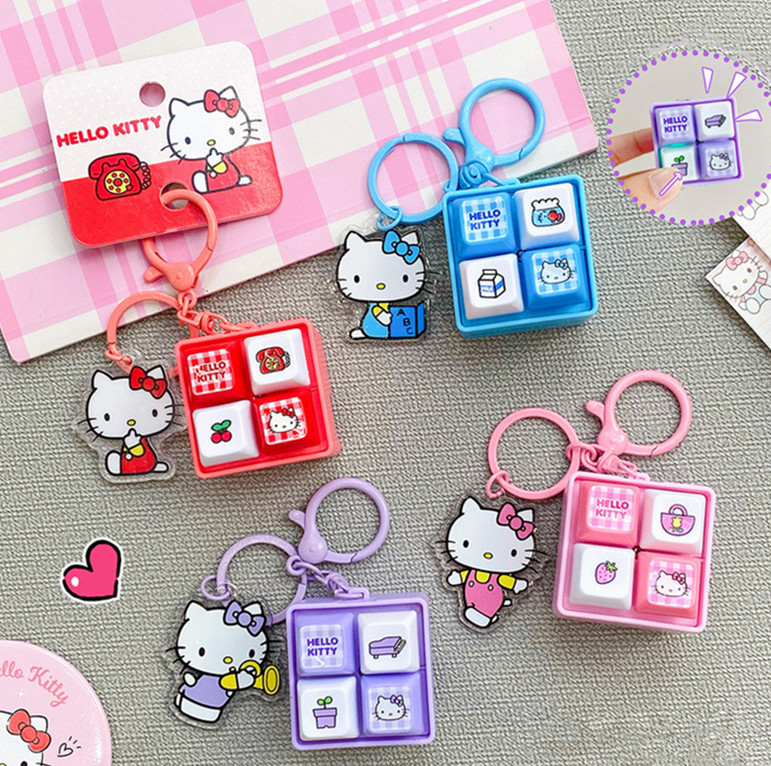 Hello Kitty (Sanrio) LED Keycap Clicker Keychain Keyring 4 Colors Full Set