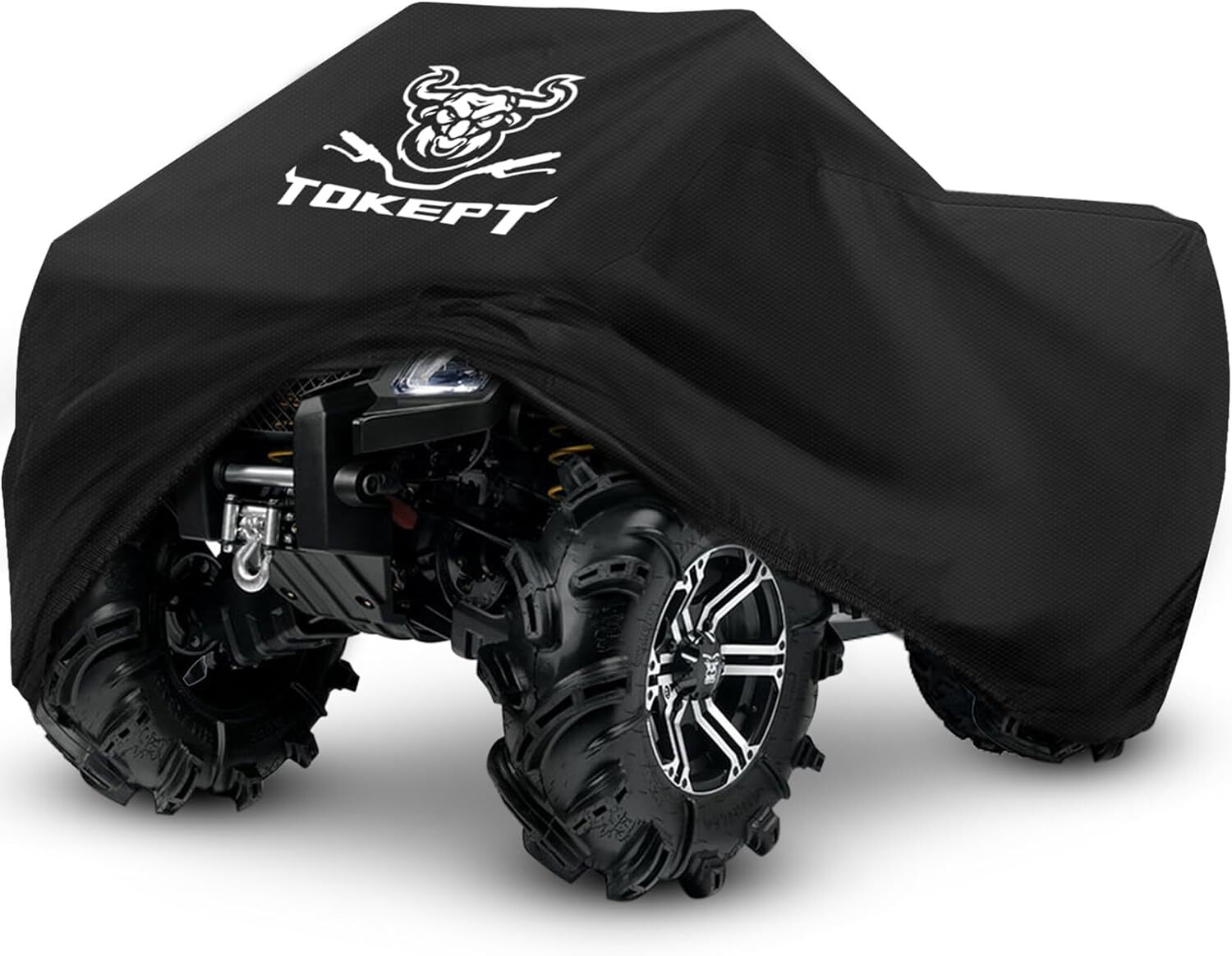 ATV Cover, Heavy Duty Black Waterproof Oxford Fabric Protective 4 Wheeler Quad