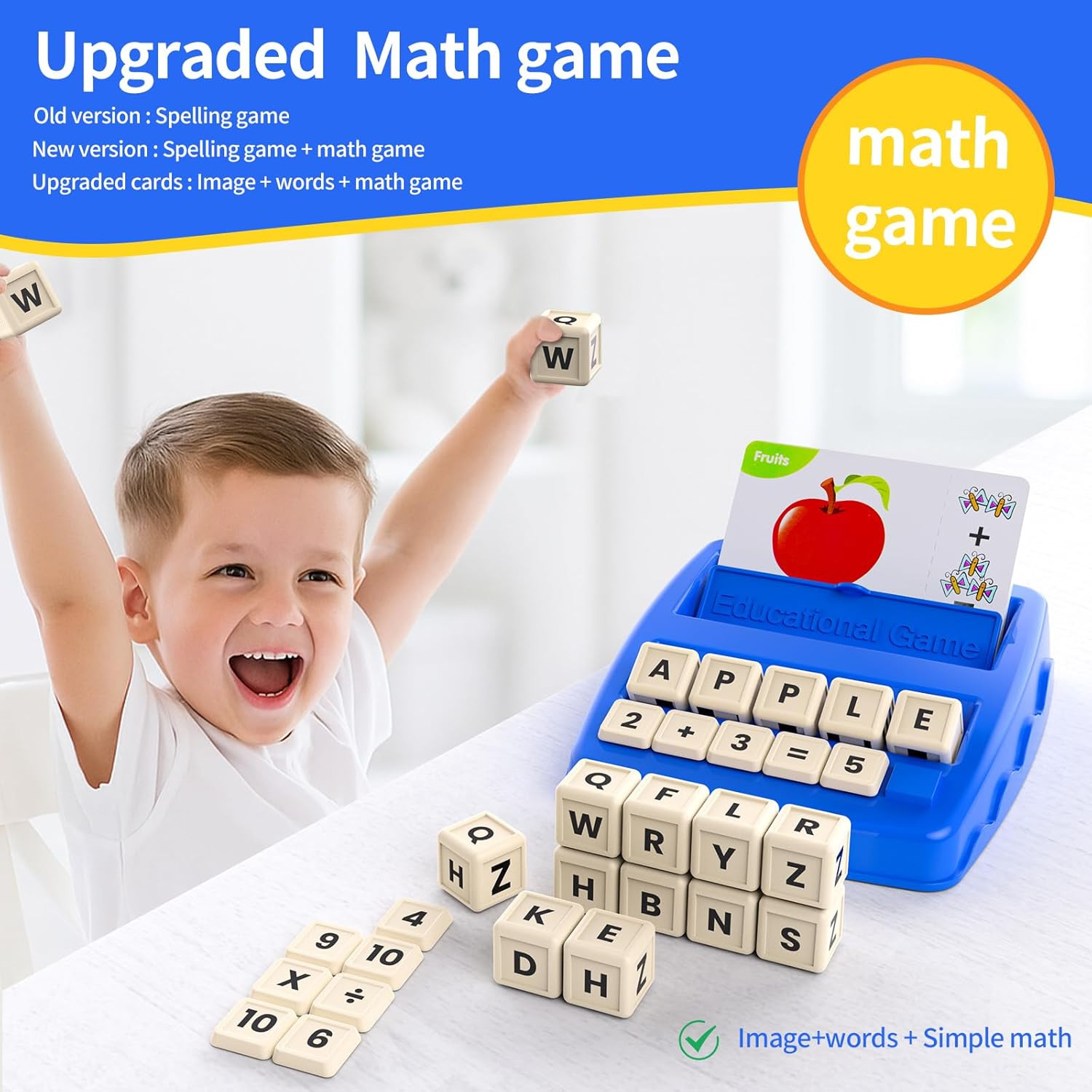 Educational Toys for Kids Ages 3-8, Matching Letter Spelling Math Counting Game,